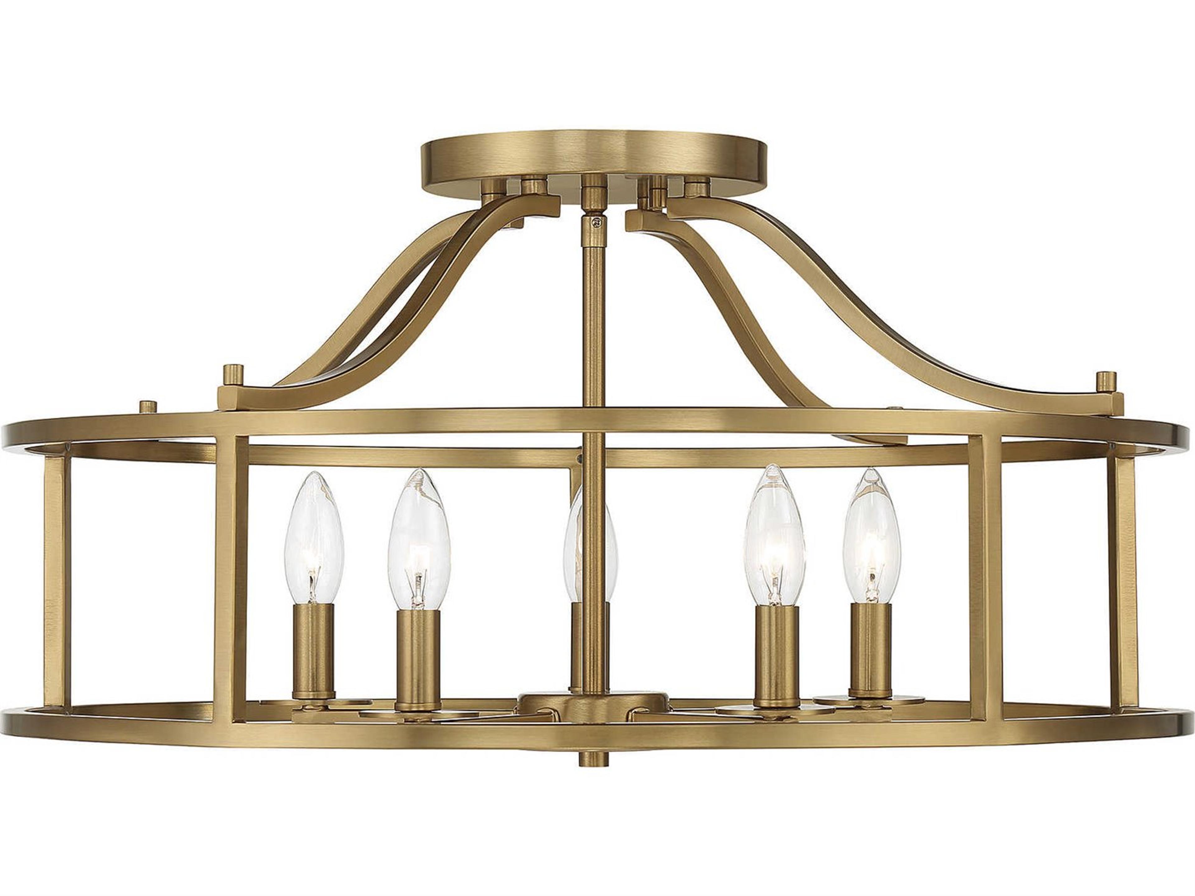Stockton 5-Light Semi-Flush Mount in Warm Brass