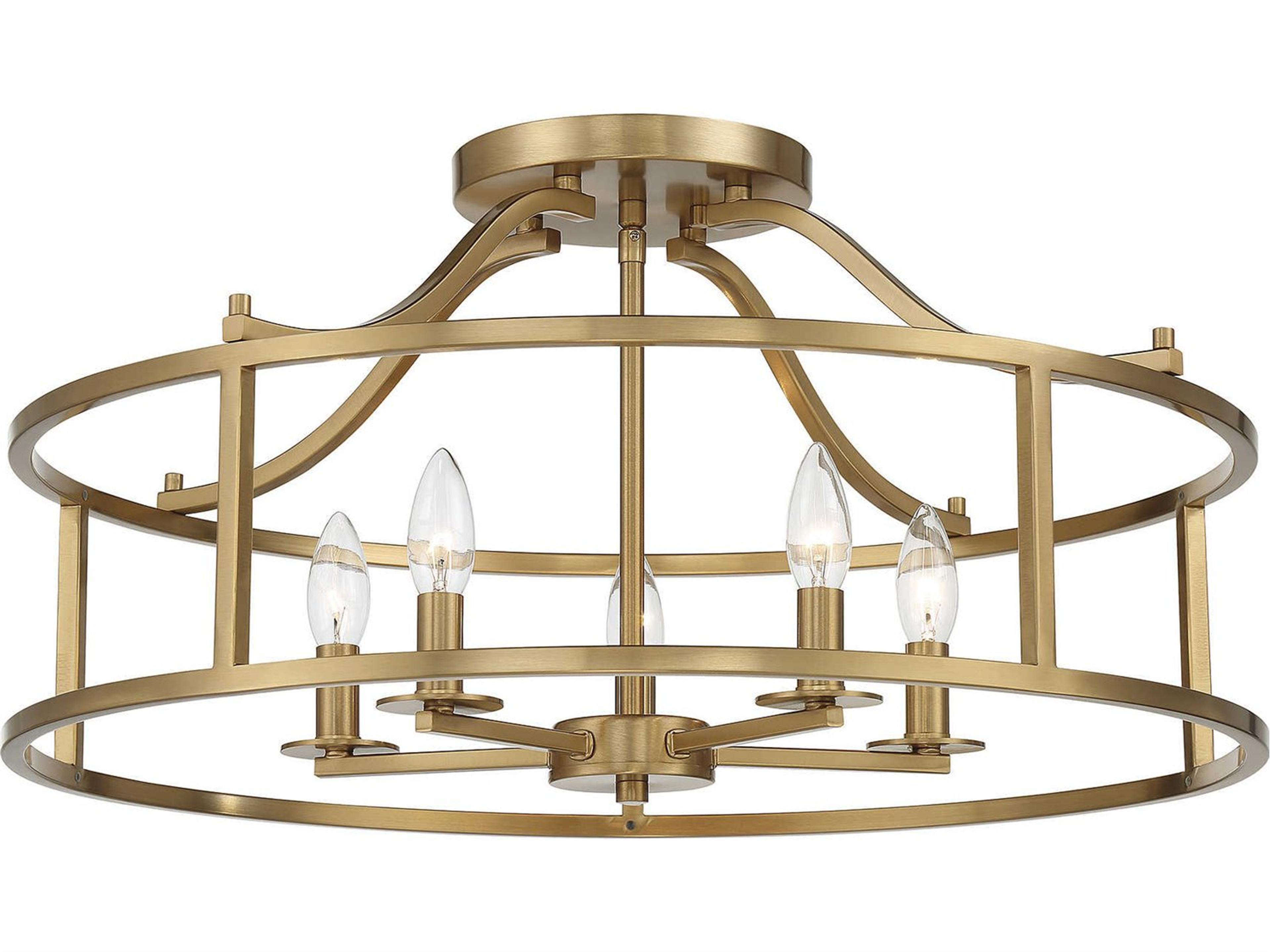 Savoy House Stockton 5-Light Warm Brass Semi Flush Mount