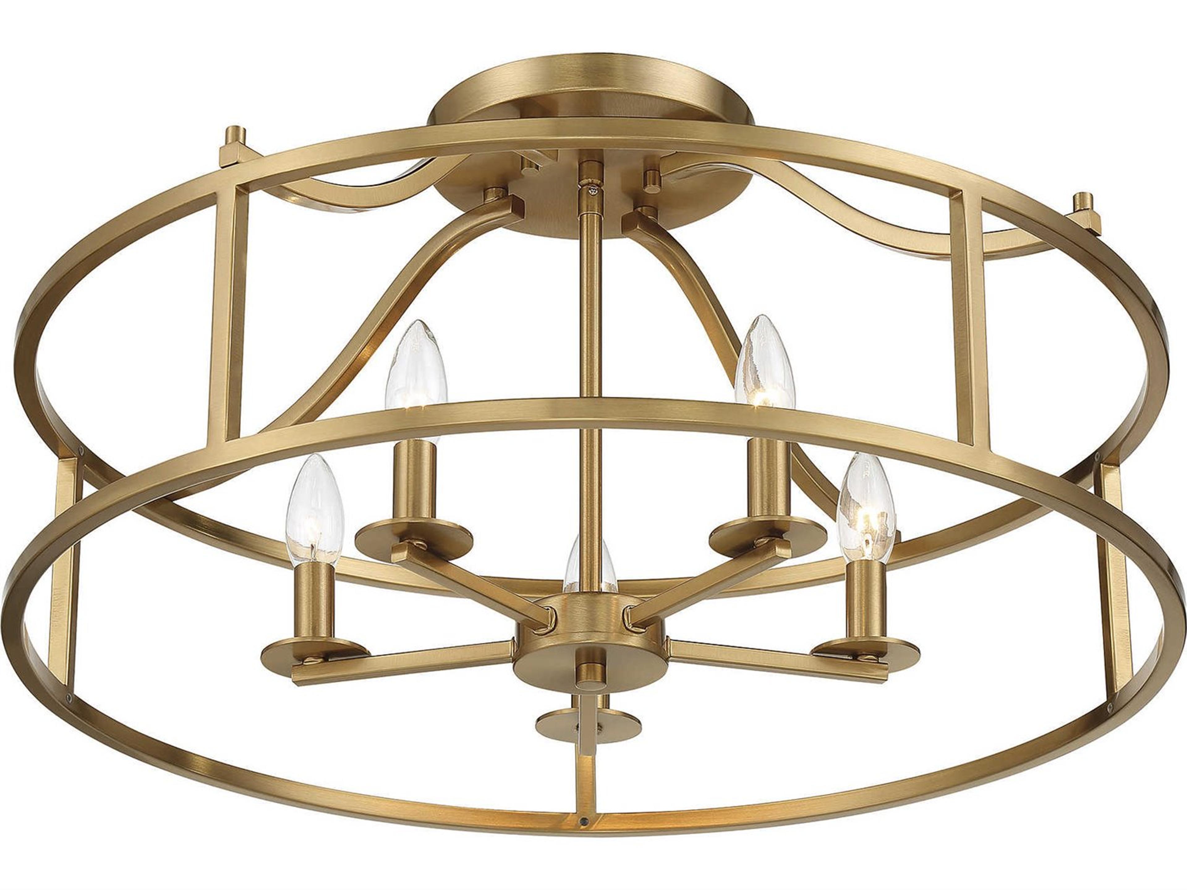 Savoy House Stockton 5-Light Warm Brass Semi Flush Mount