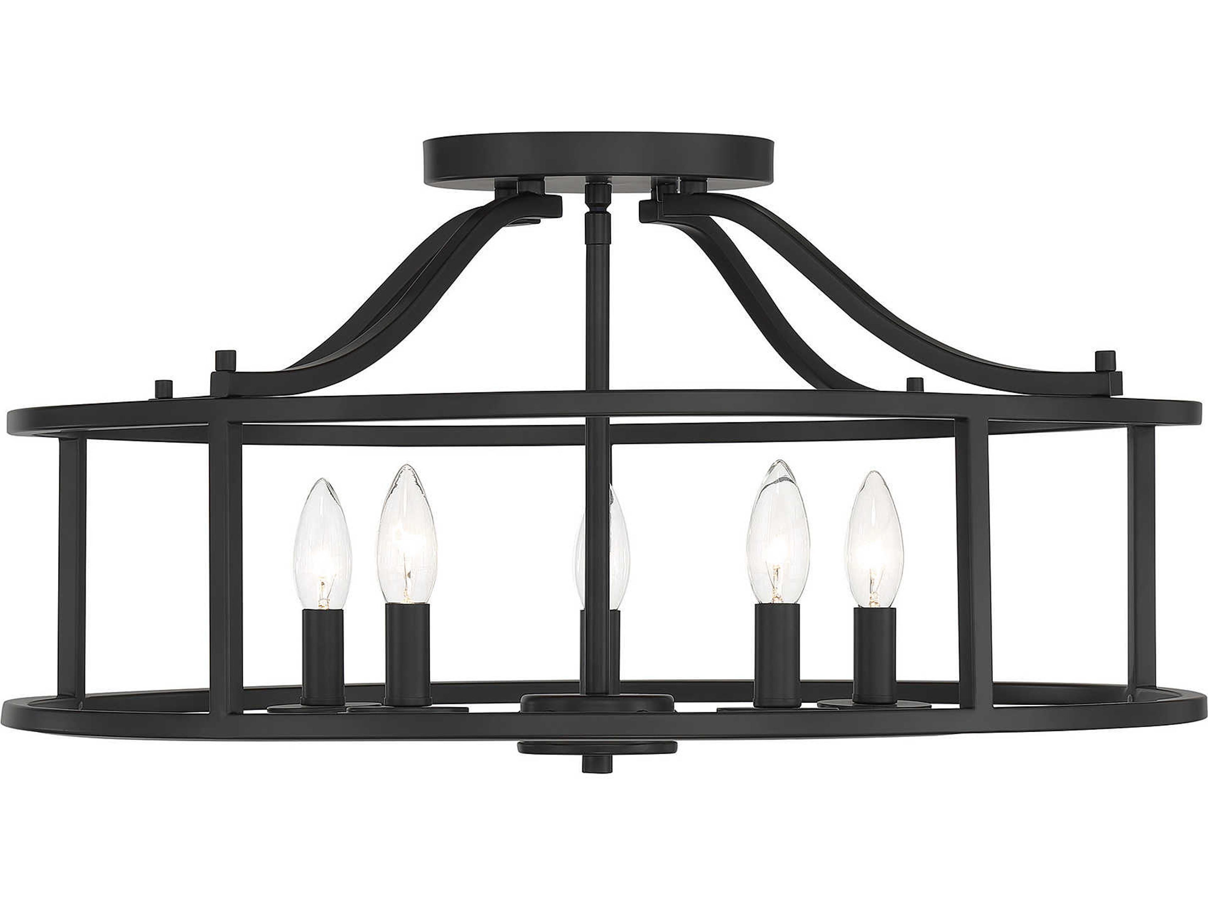 Stockton 5-Light Matte Black Round Semi Flush Mount