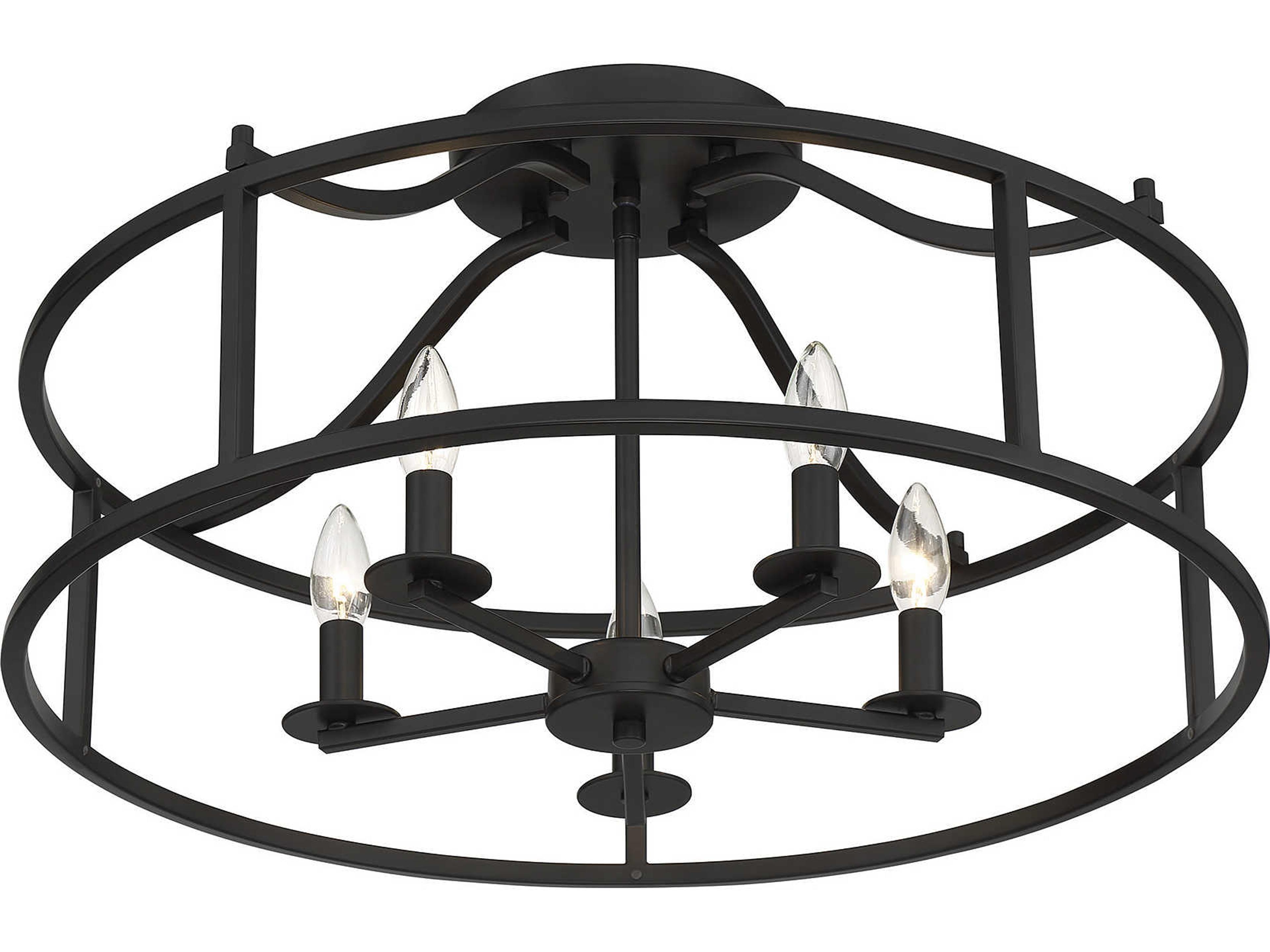 Savoy House Stockton 5-Light Matte Black Round Semi Flush Mount