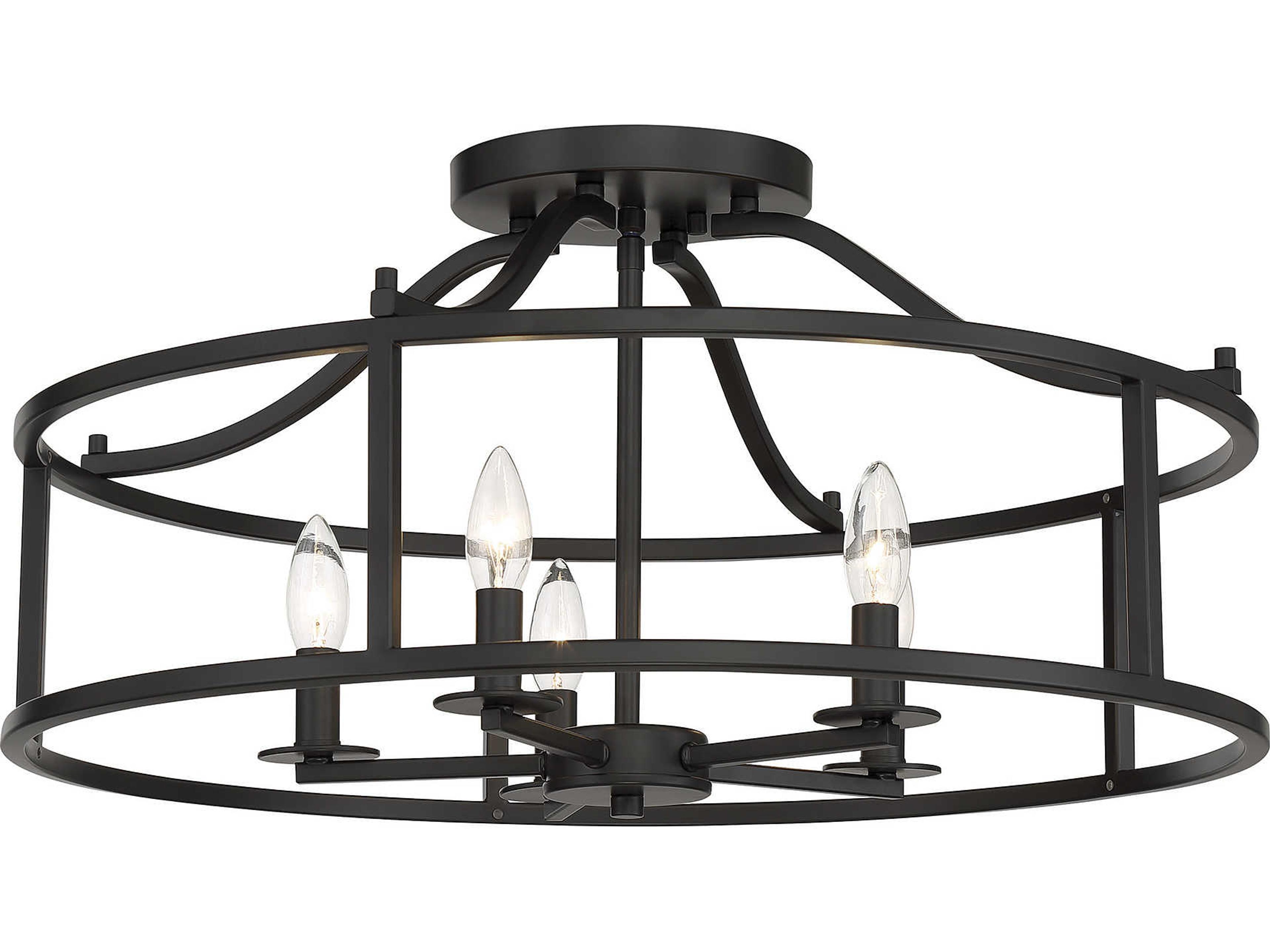 Savoy House Stockton 5-Light Matte Black Round Semi Flush Mount