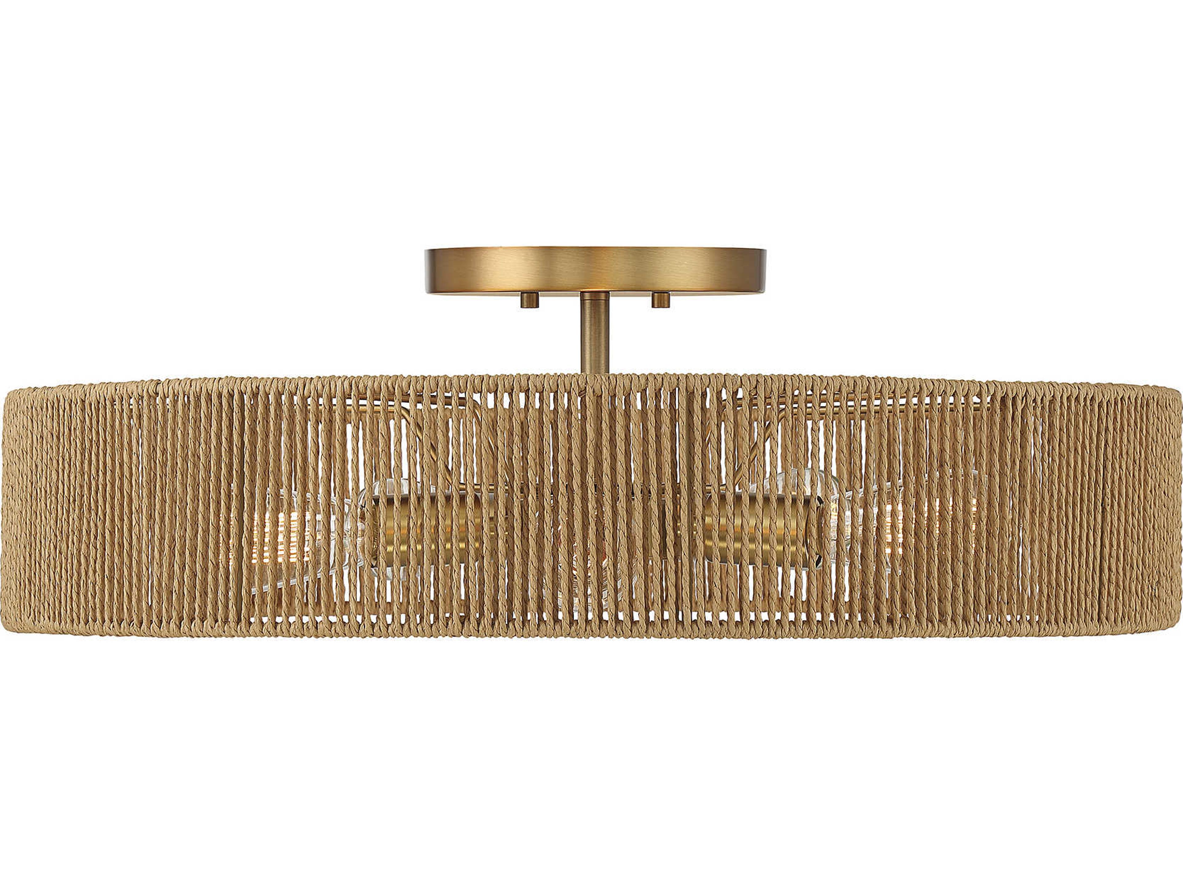 Savoy House Ashe 5-Light Warm Brass Rope Round Semi Flush Mount