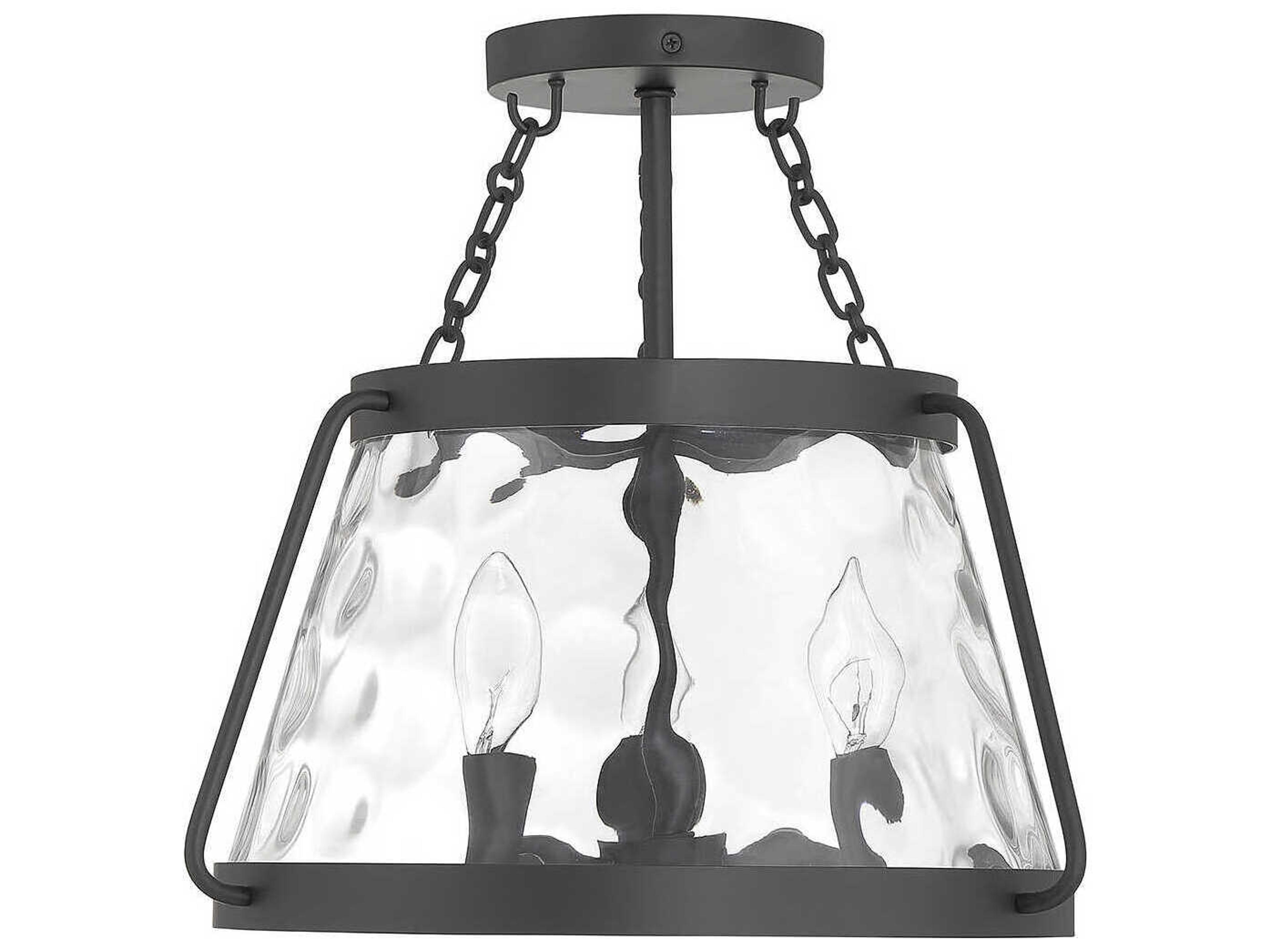 Savoy House Crawford 3-Light Matte Black Glass Semi Flush Mount