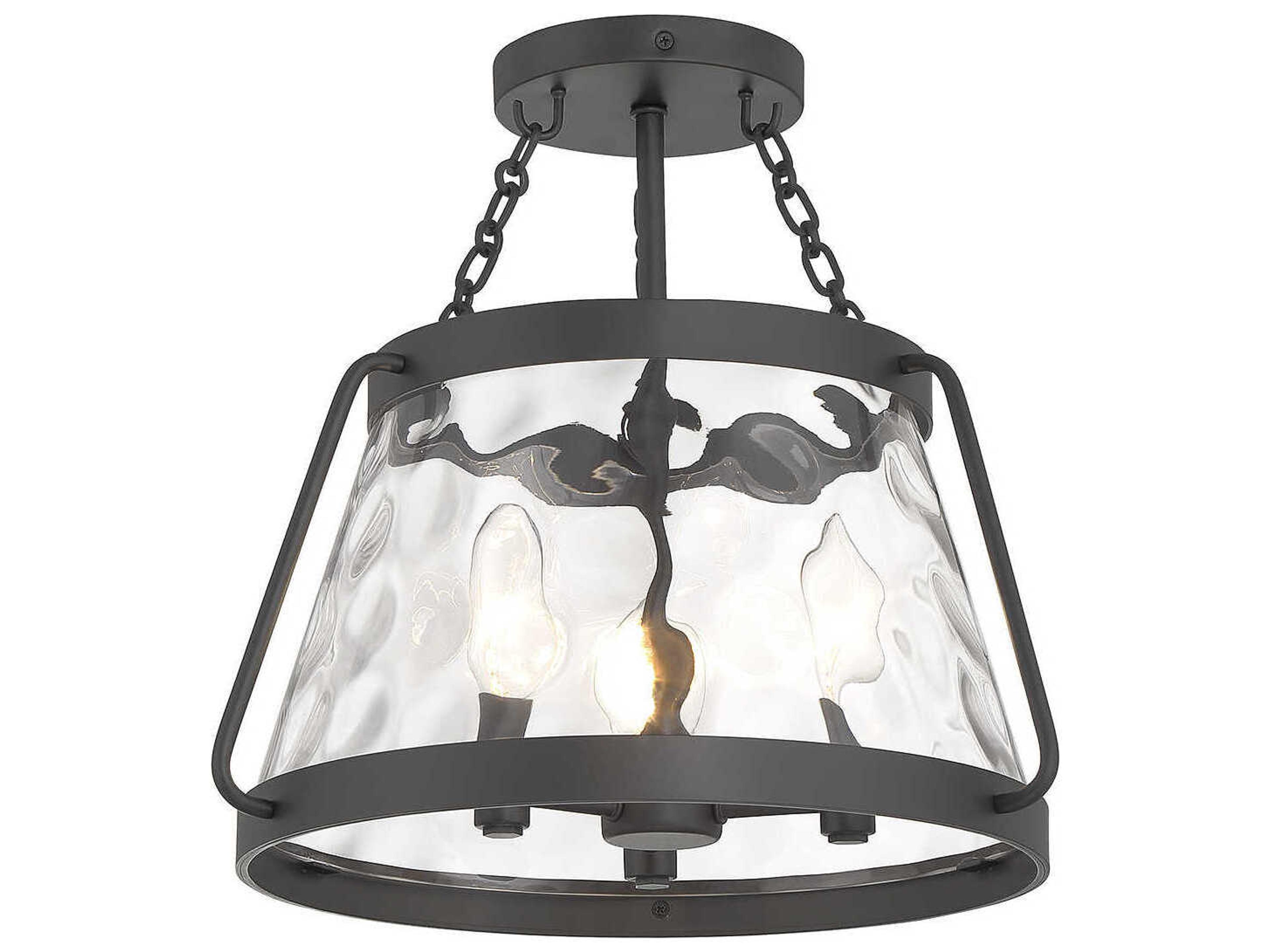 Savoy House Crawford 3-Light Matte Black Glass Semi Flush Mount