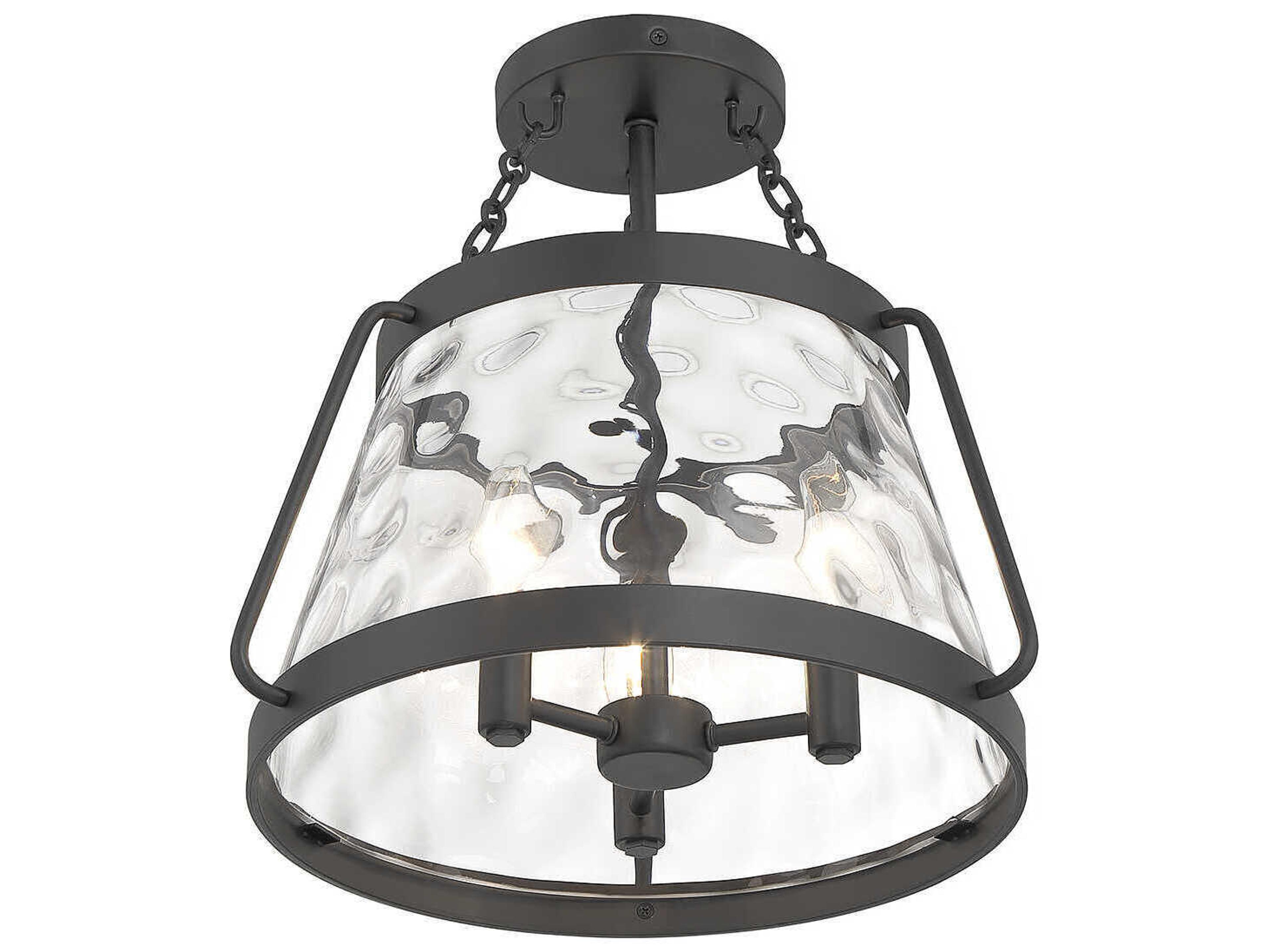 Savoy House Crawford 3-Light Matte Black Glass Semi Flush Mount