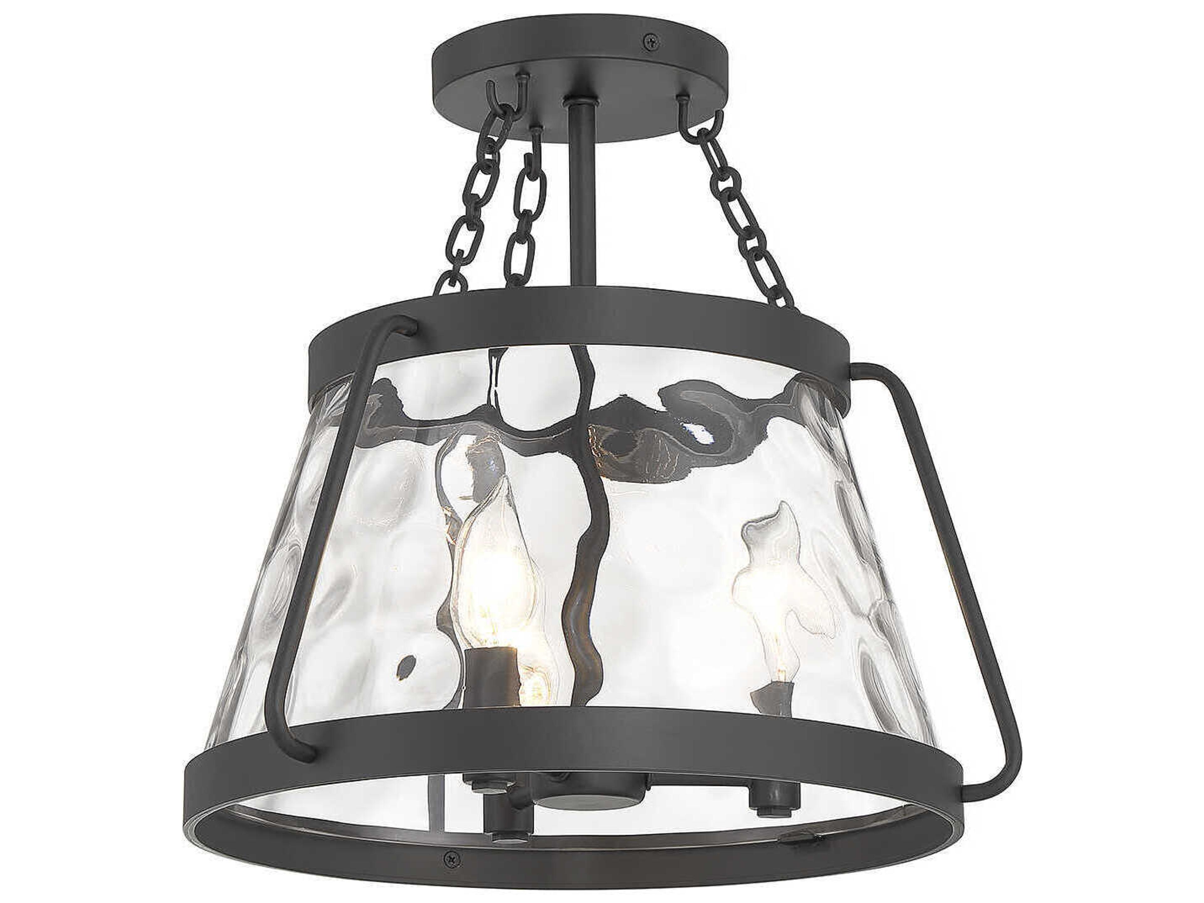 Savoy House Crawford 3-Light Matte Black Glass Semi Flush Mount