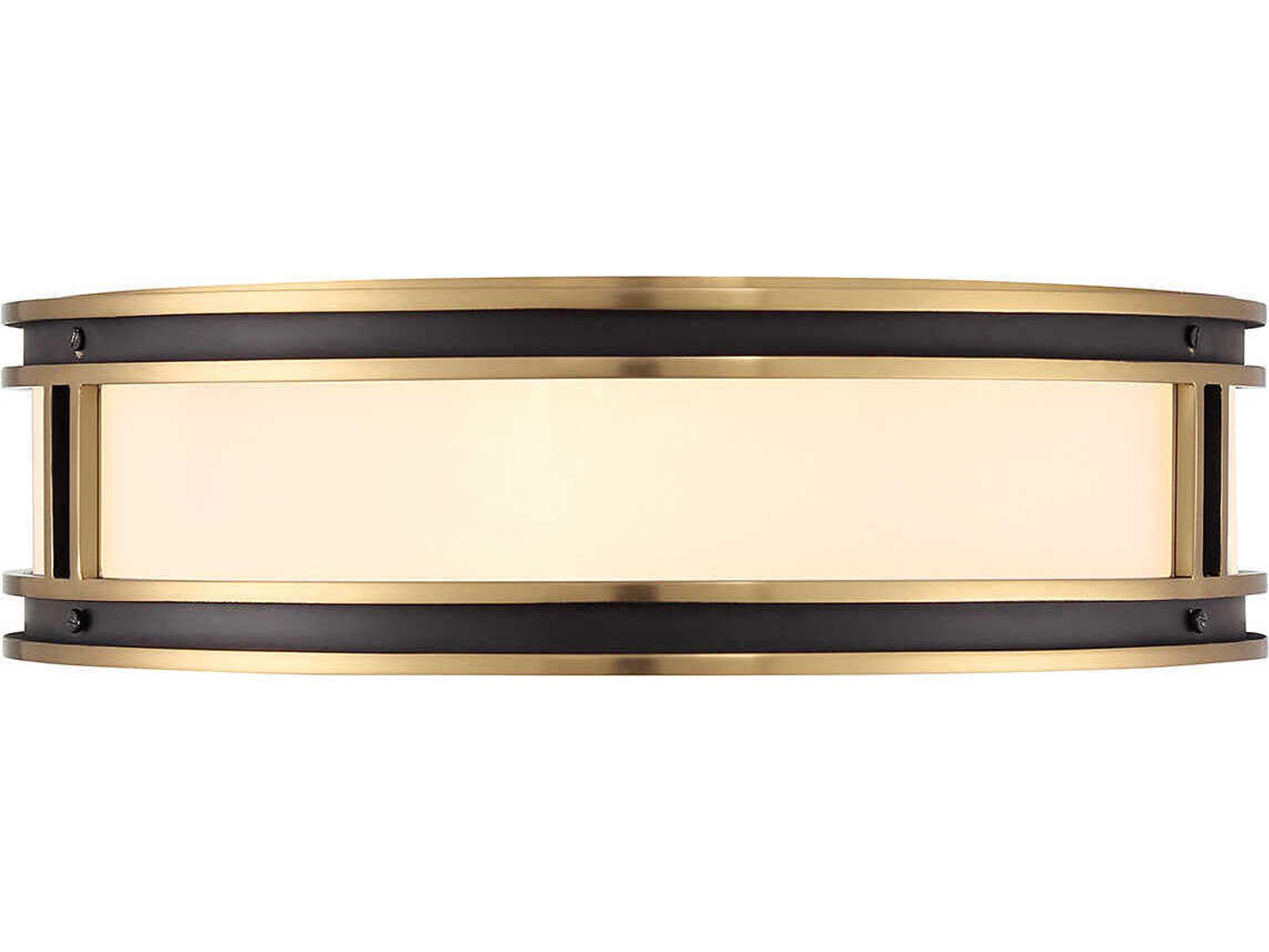 Alberti 4-Light Matte Black Warm Brass Glass Drum Flush Mount