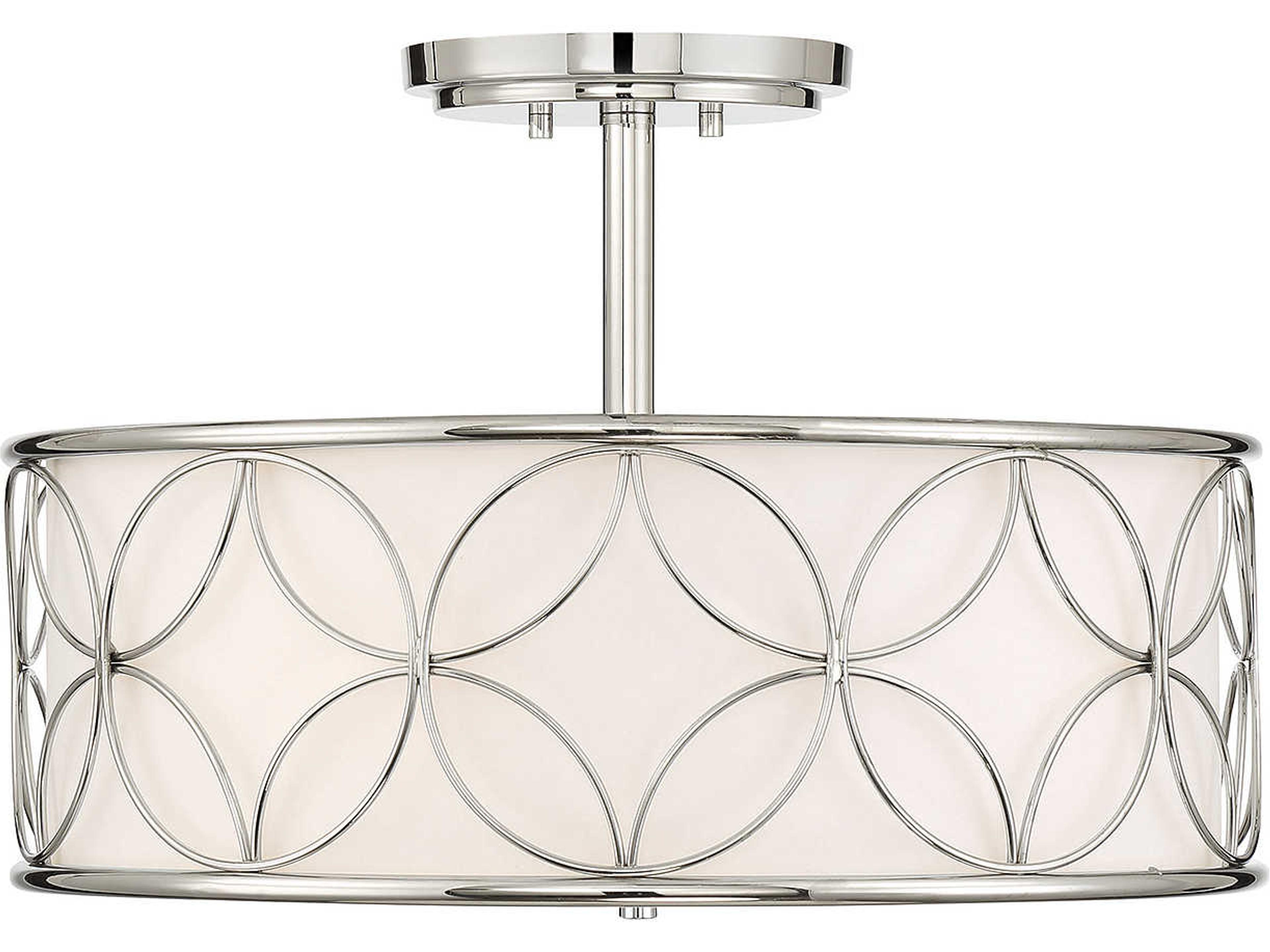 Reid 4-Light Polished Nickel Drum Round Semi Flush Mount