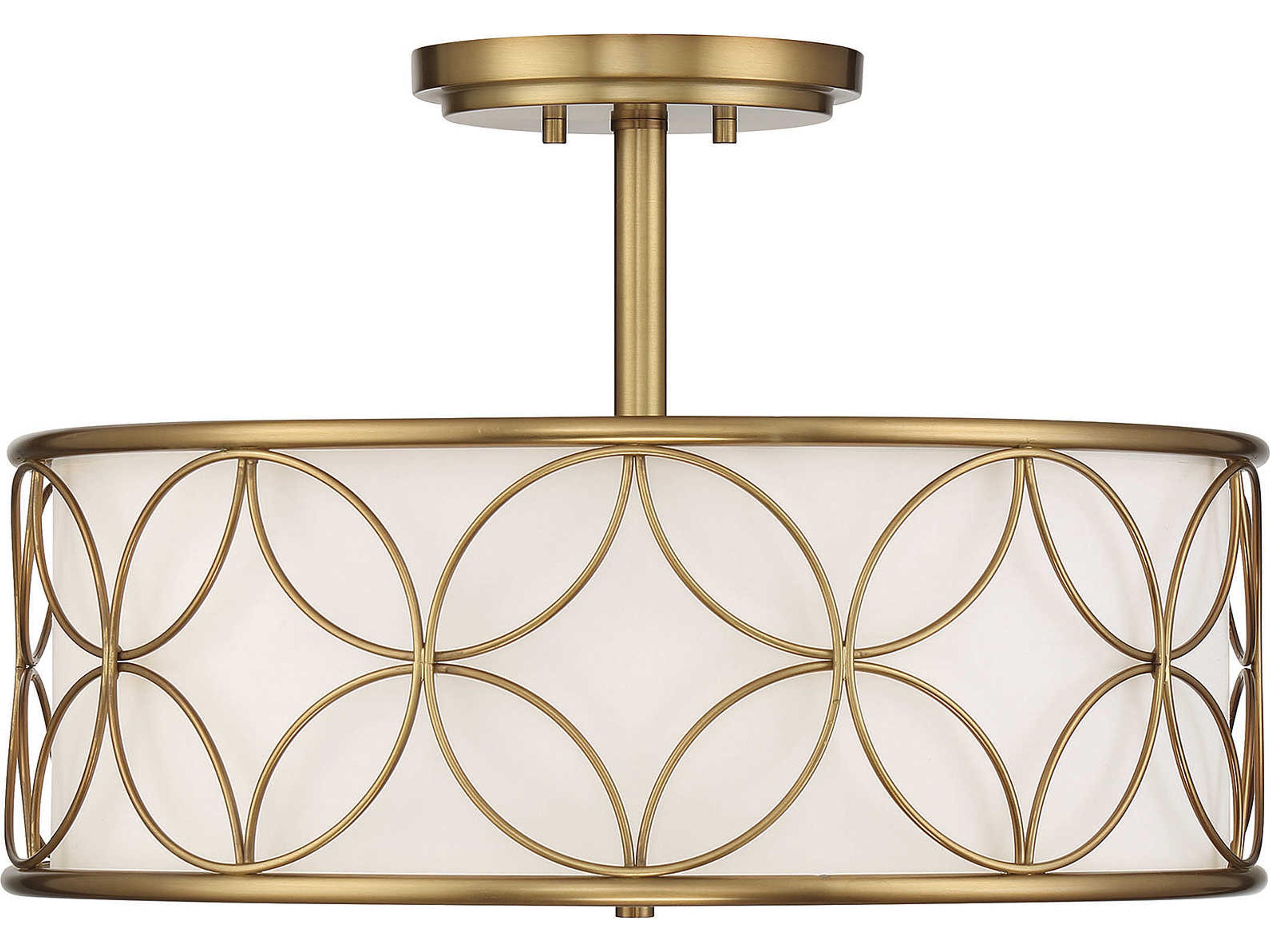 Reid 4-Light Warm Brass Drum Round Semi Flush Mount