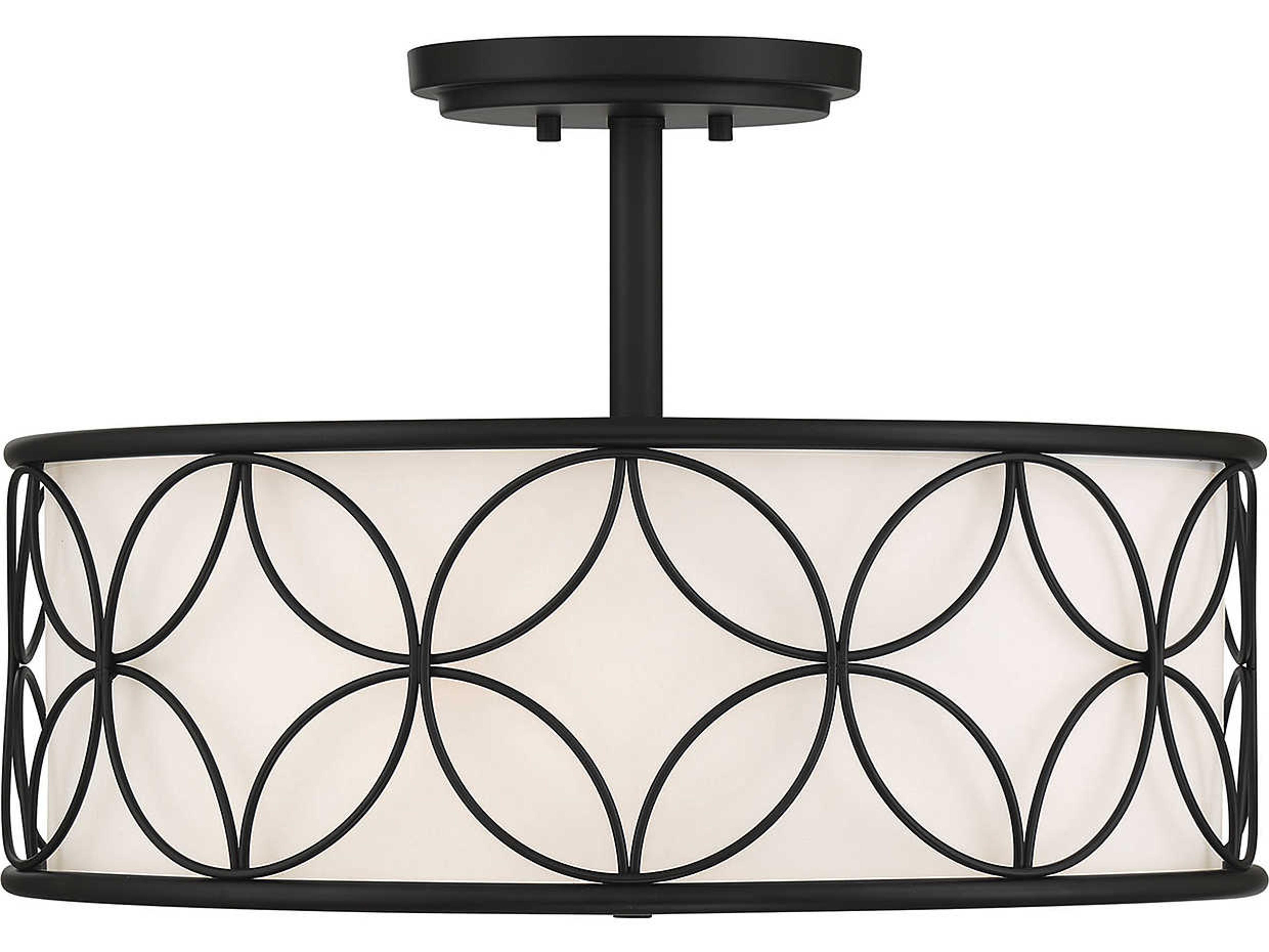 Reid 4-Light Matte Black Drum Round Semi Flush Mount