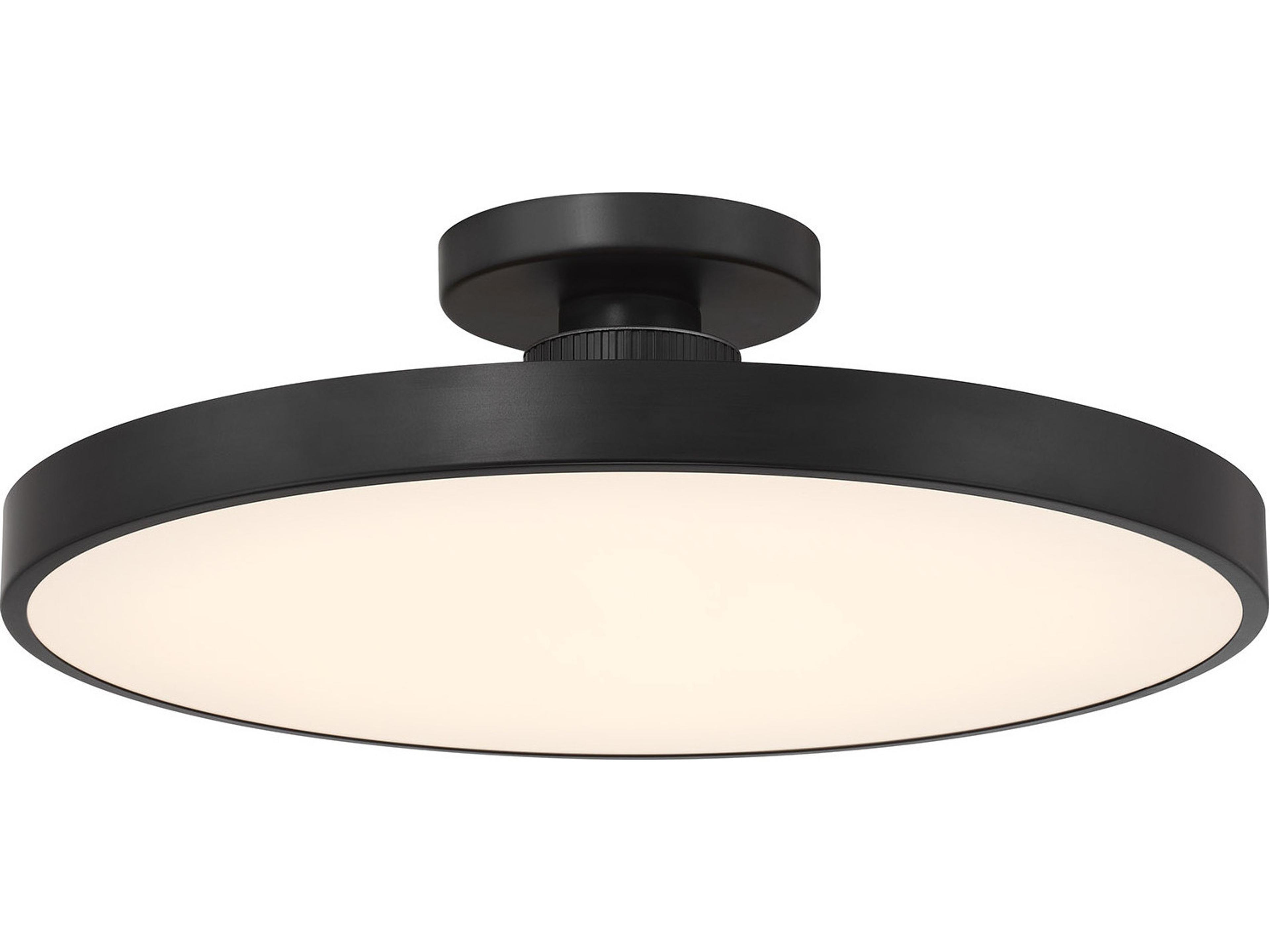 Thayer 1-Light Matte Black Round Semi Flush Mount