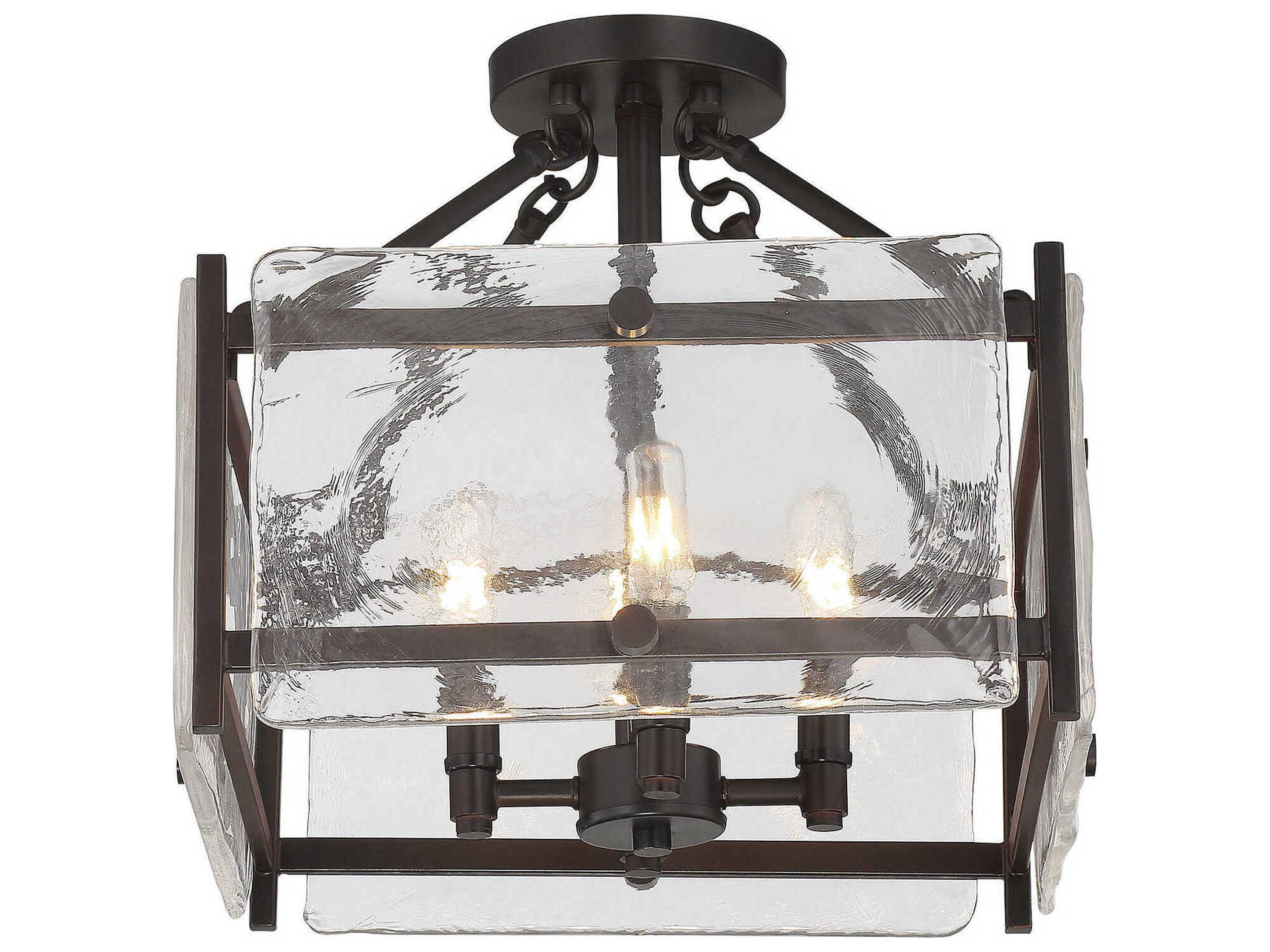 Glenwood 4-Light English Bronze Glass Semi Flush Mount