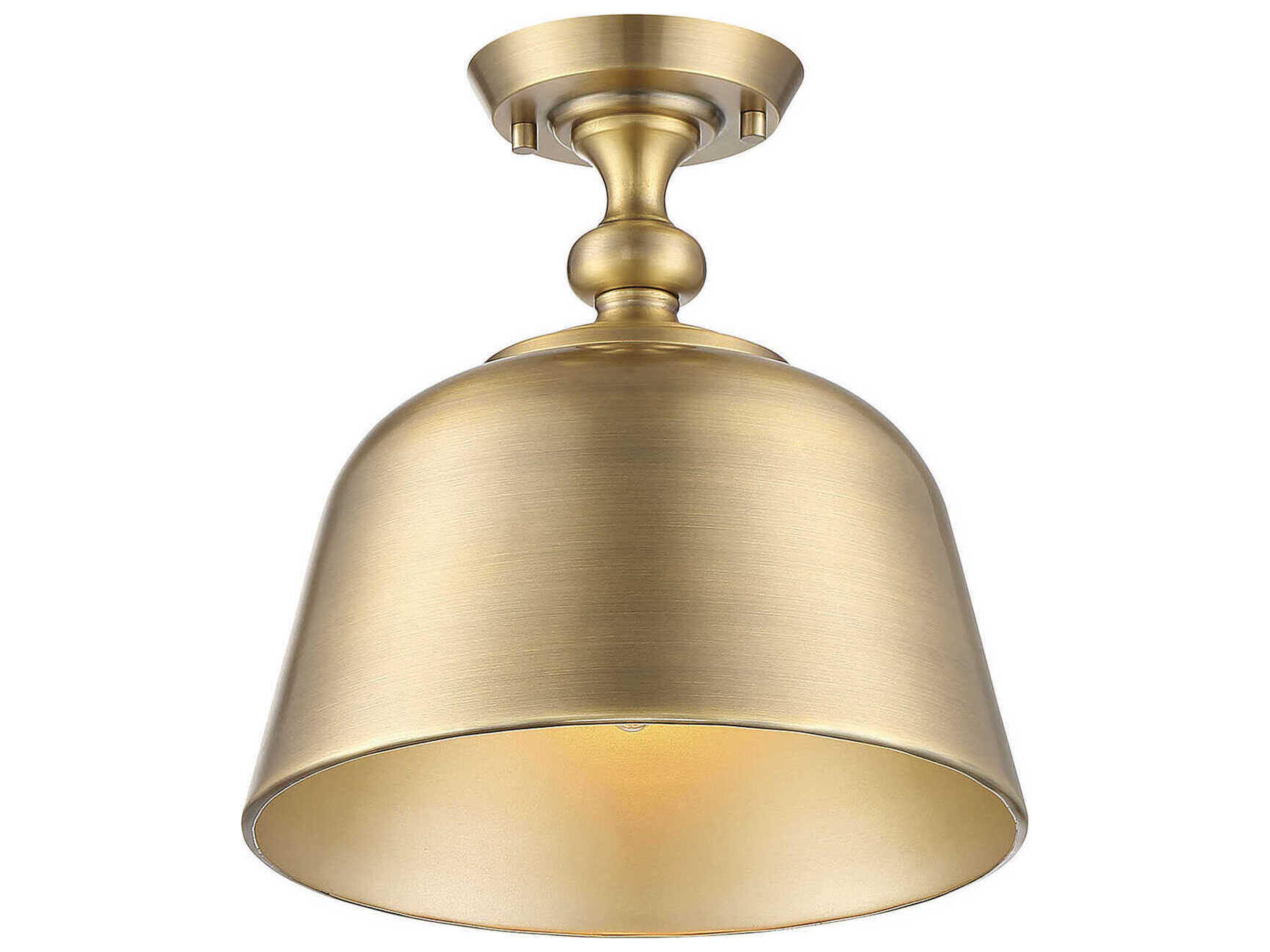 Berg 1-Light Warm Brass Bell Semi Flush Mount