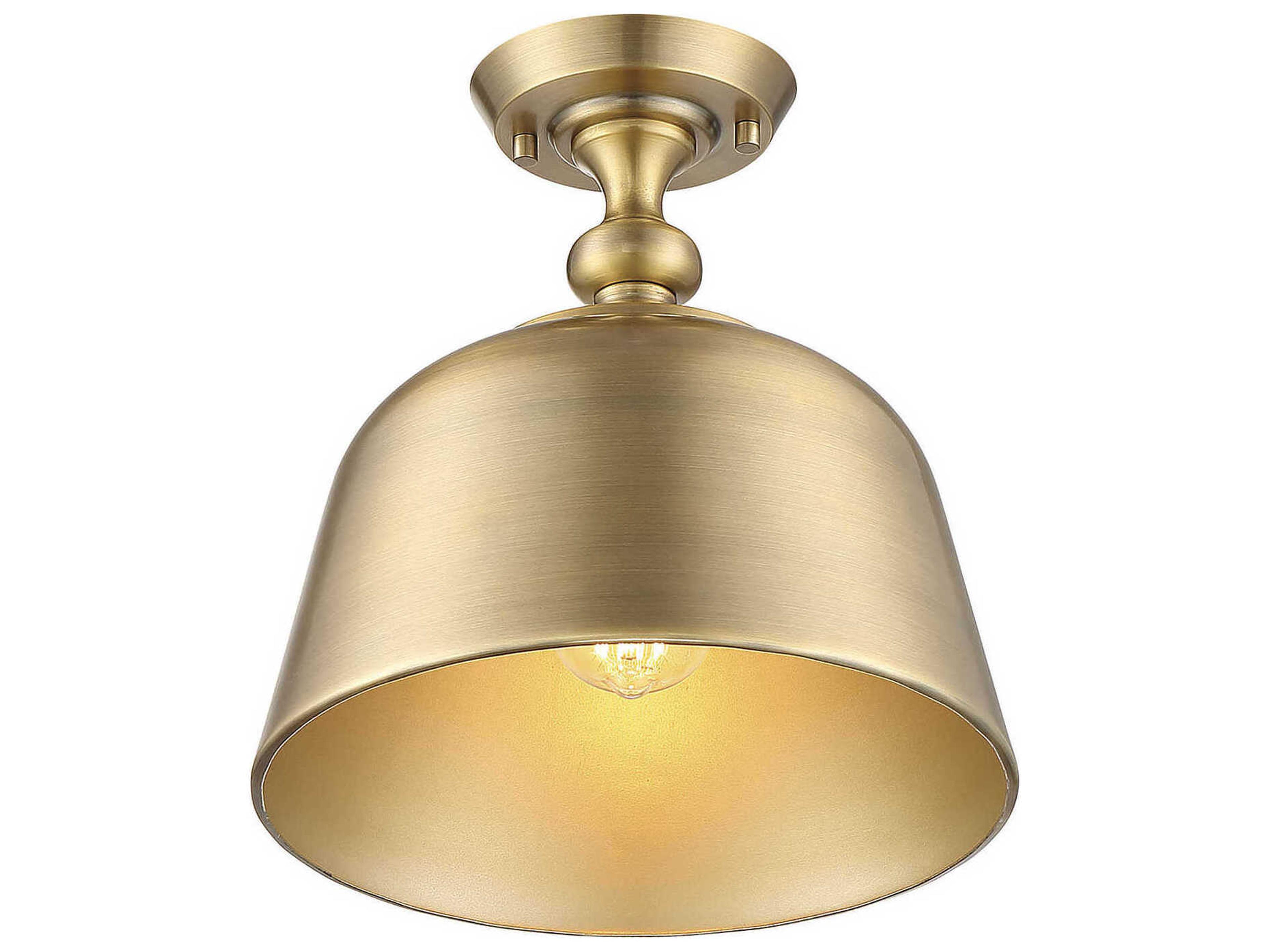 Savoy House Berg 1-Light Warm Brass Bell Semi Flush Mount