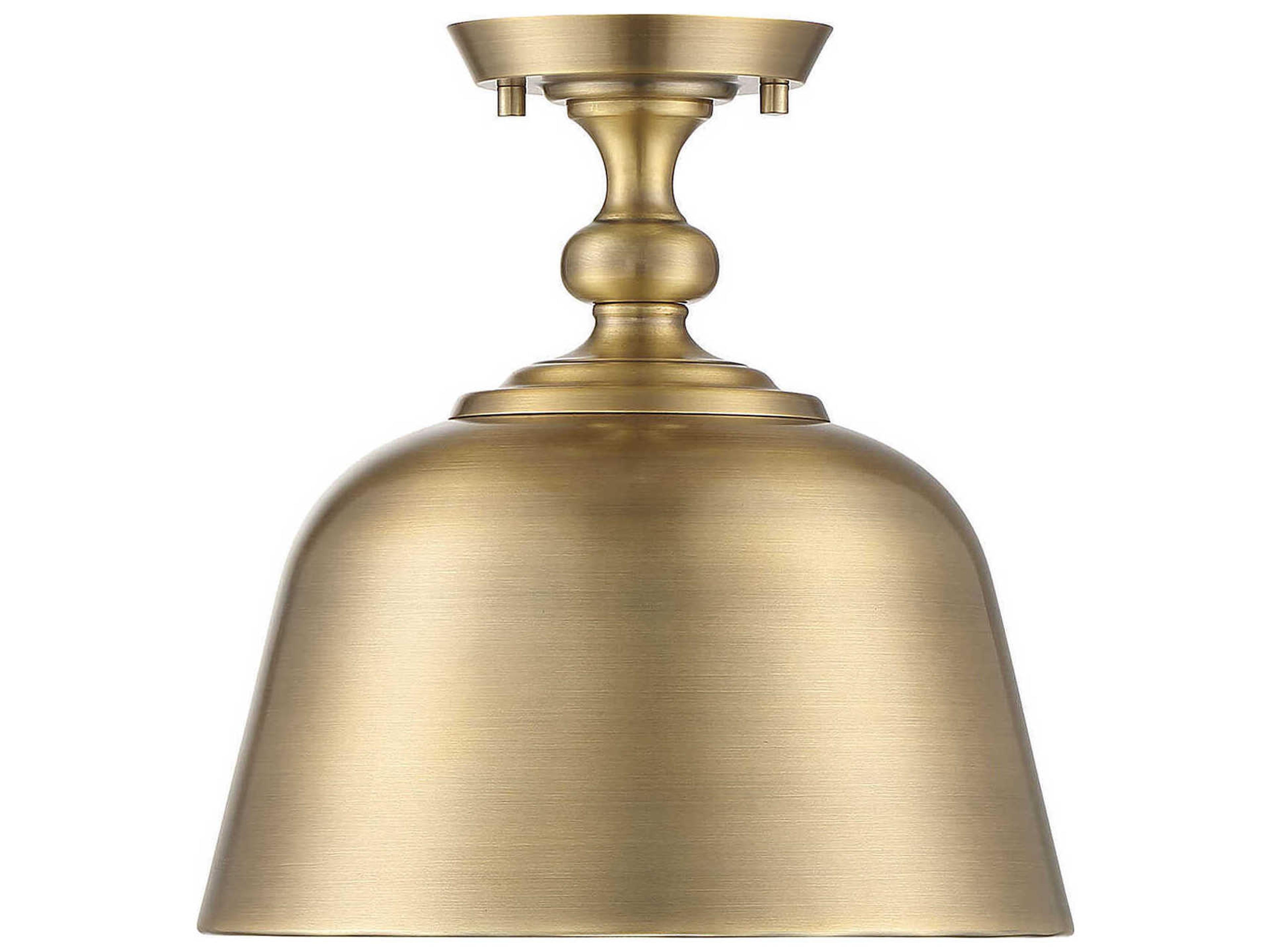 Savoy House Berg 1-Light Warm Brass Bell Semi Flush Mount