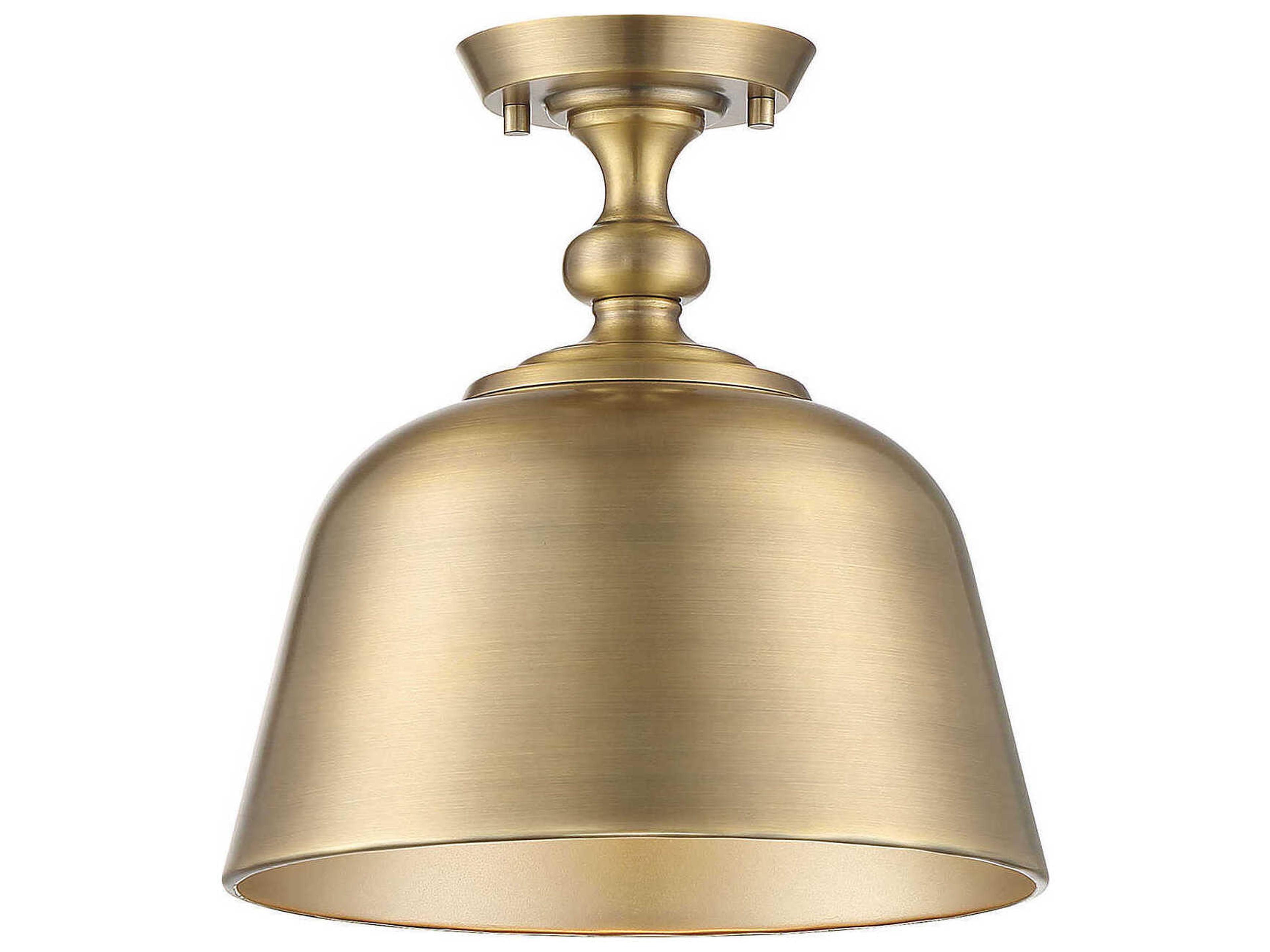 Savoy House Berg 1-Light Warm Brass Bell Semi Flush Mount