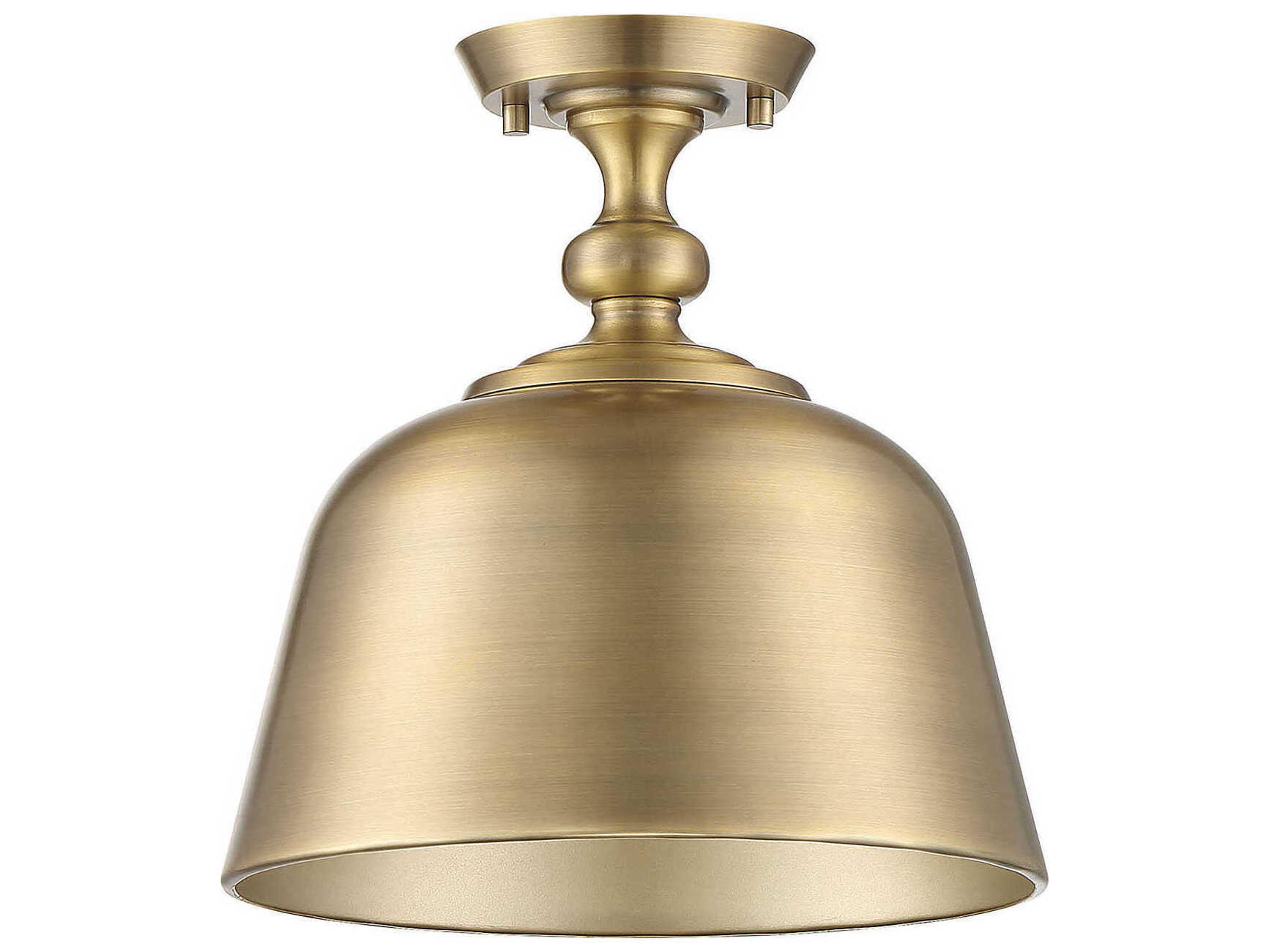 Savoy House Berg 1-Light Warm Brass Bell Semi Flush Mount
