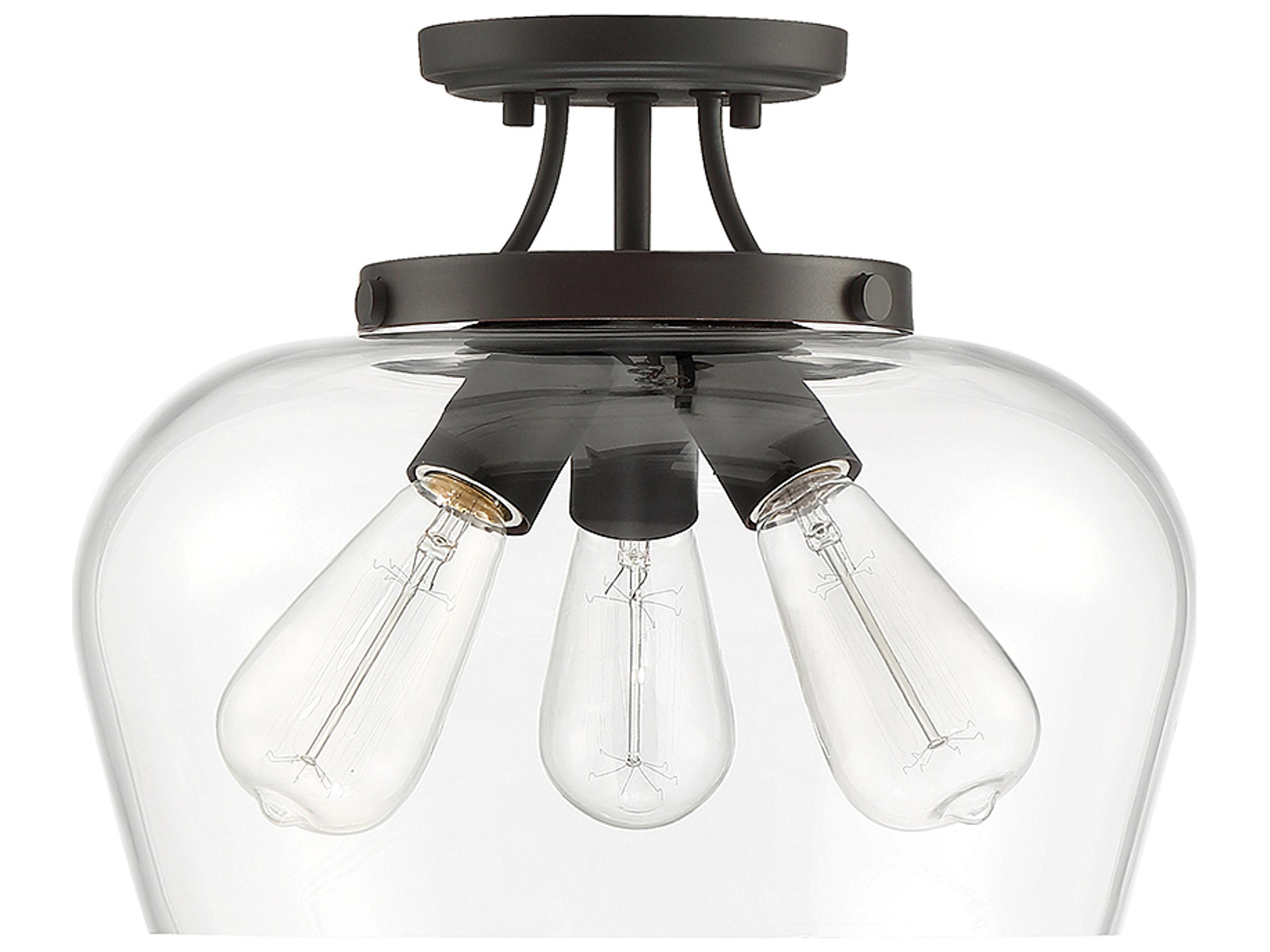 Savoy House Octave 3-Light English Bronze Glass Bowl Semi Flush Mount