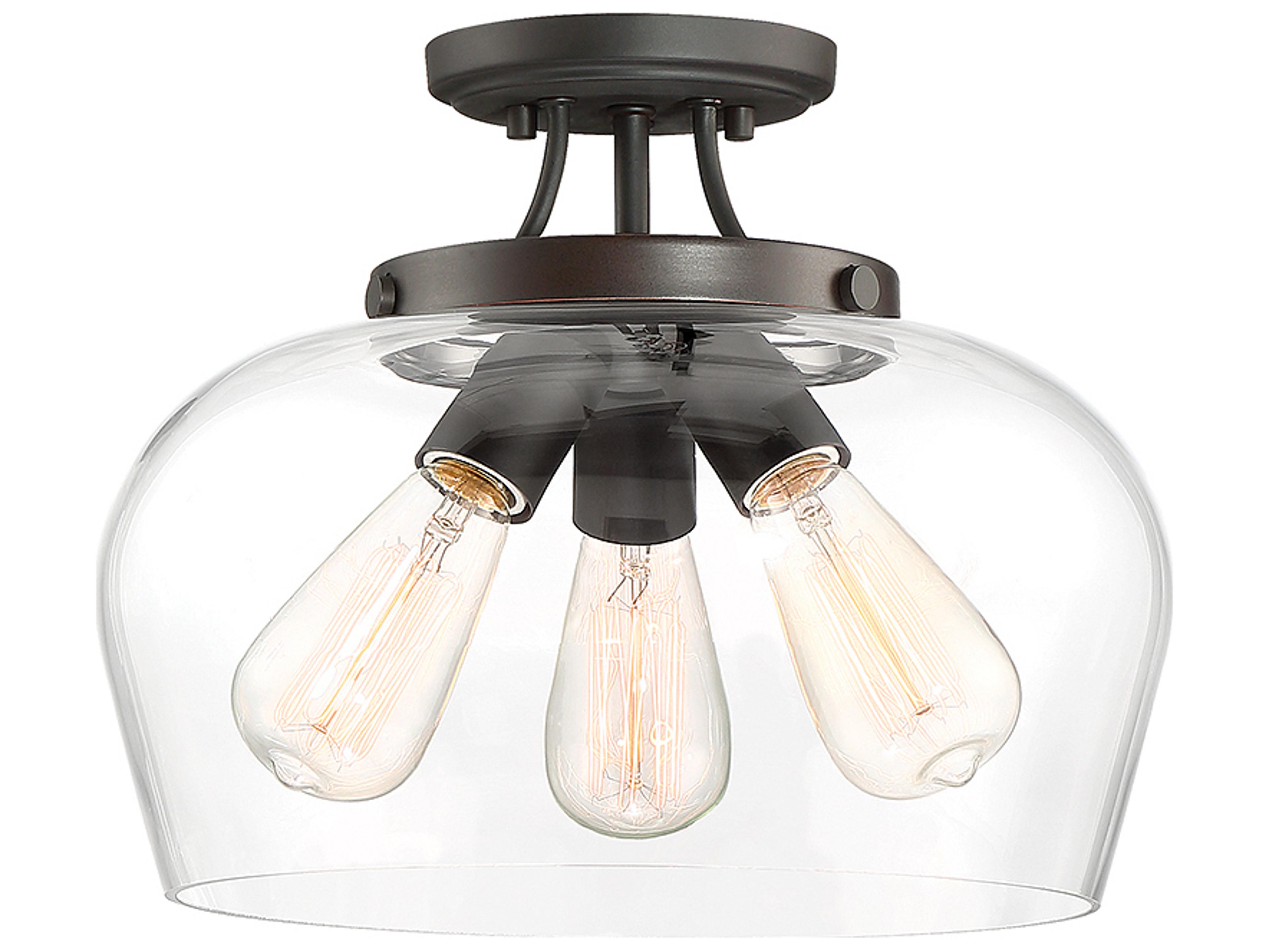Savoy House Octave 3-Light English Bronze Glass Bowl Semi Flush Mount