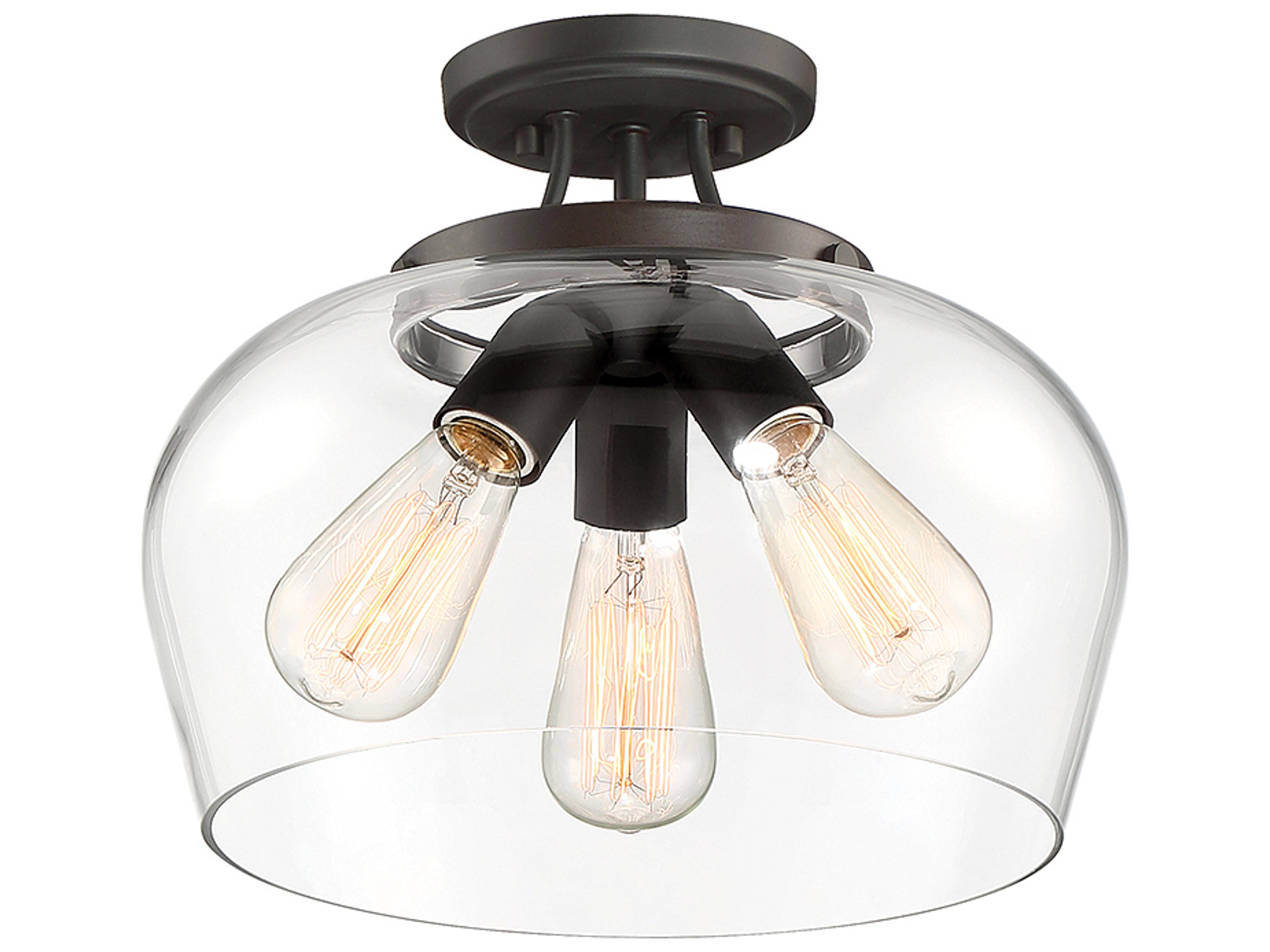 Savoy House Octave 3-Light English Bronze Glass Bowl Semi Flush Mount