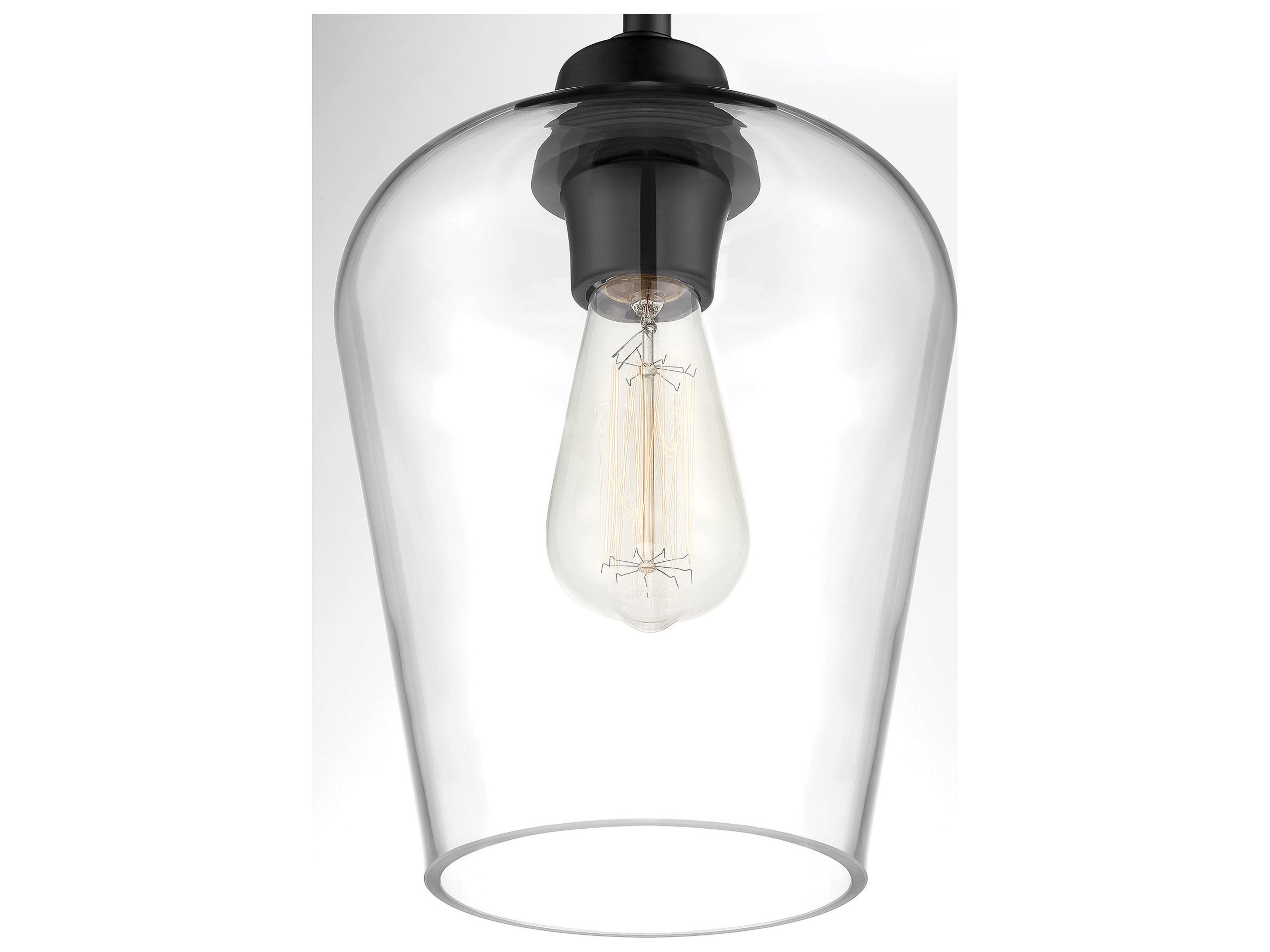 Savoy House Octave 1-Light Black Glass Bell Semi Flush Mount
