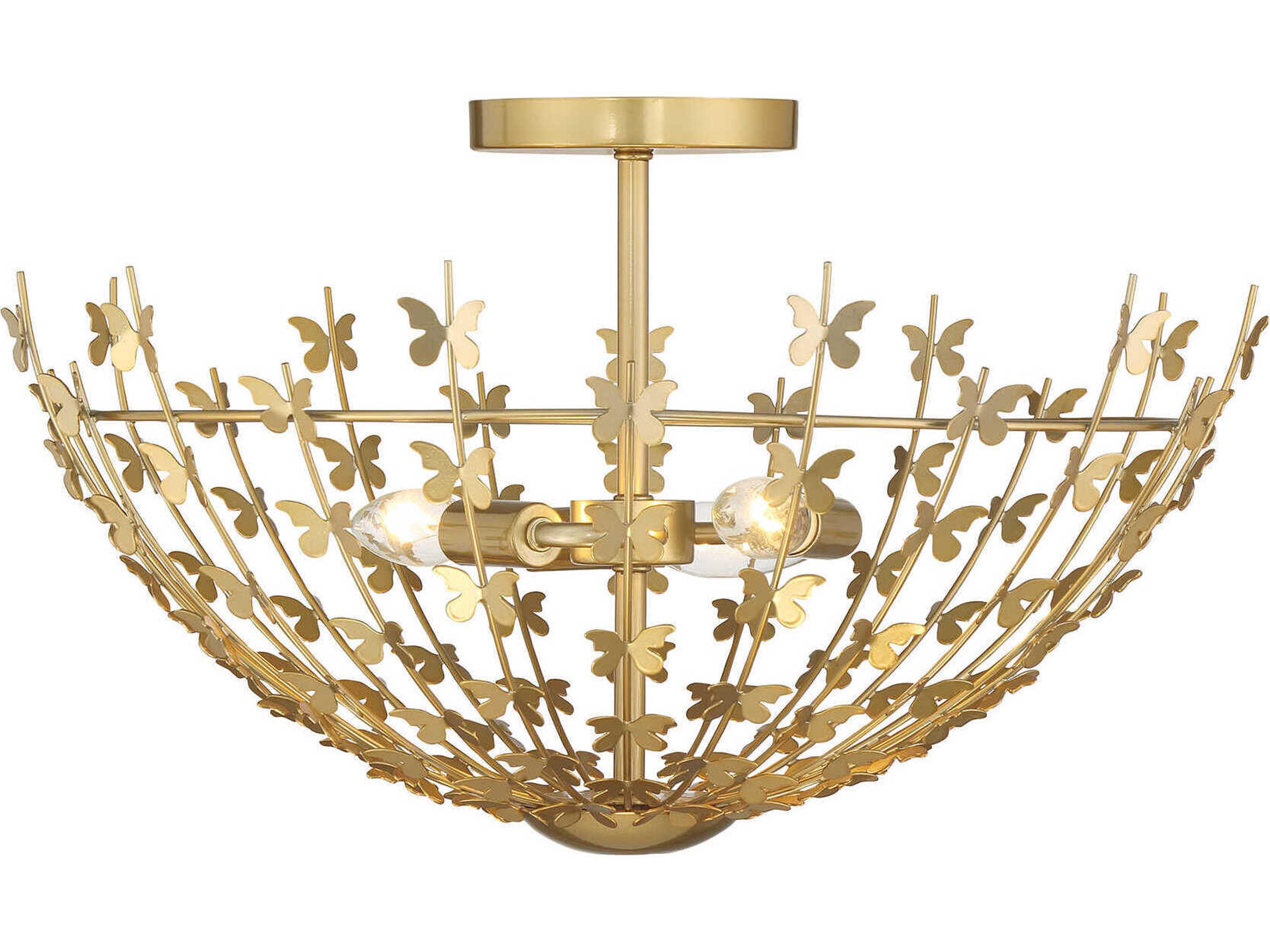 Birch 3-Light Burnished Brass Bowl Semi Flush Mount