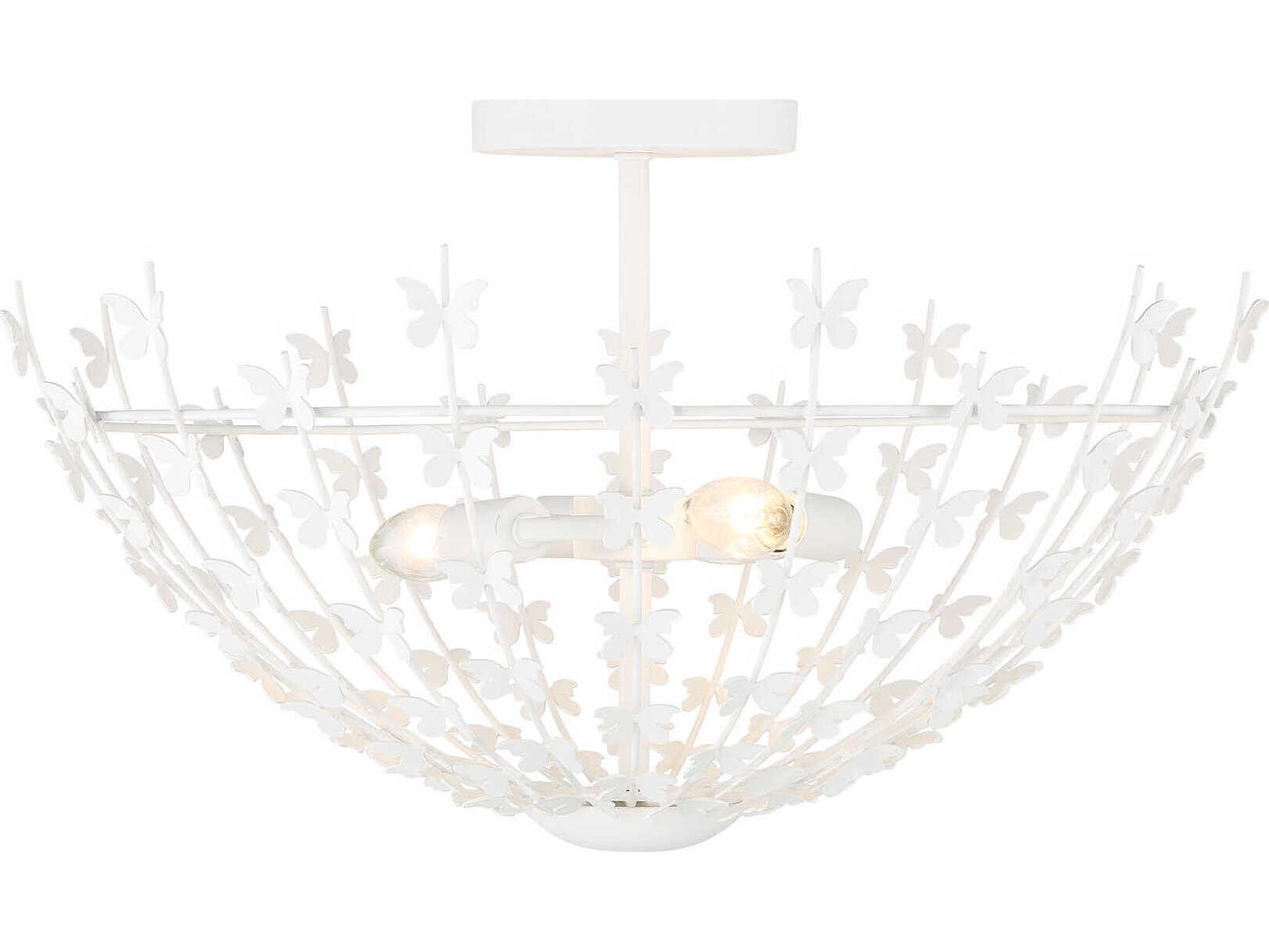 Birch 3-Light Bisque White Bowl Semi Flush Mount