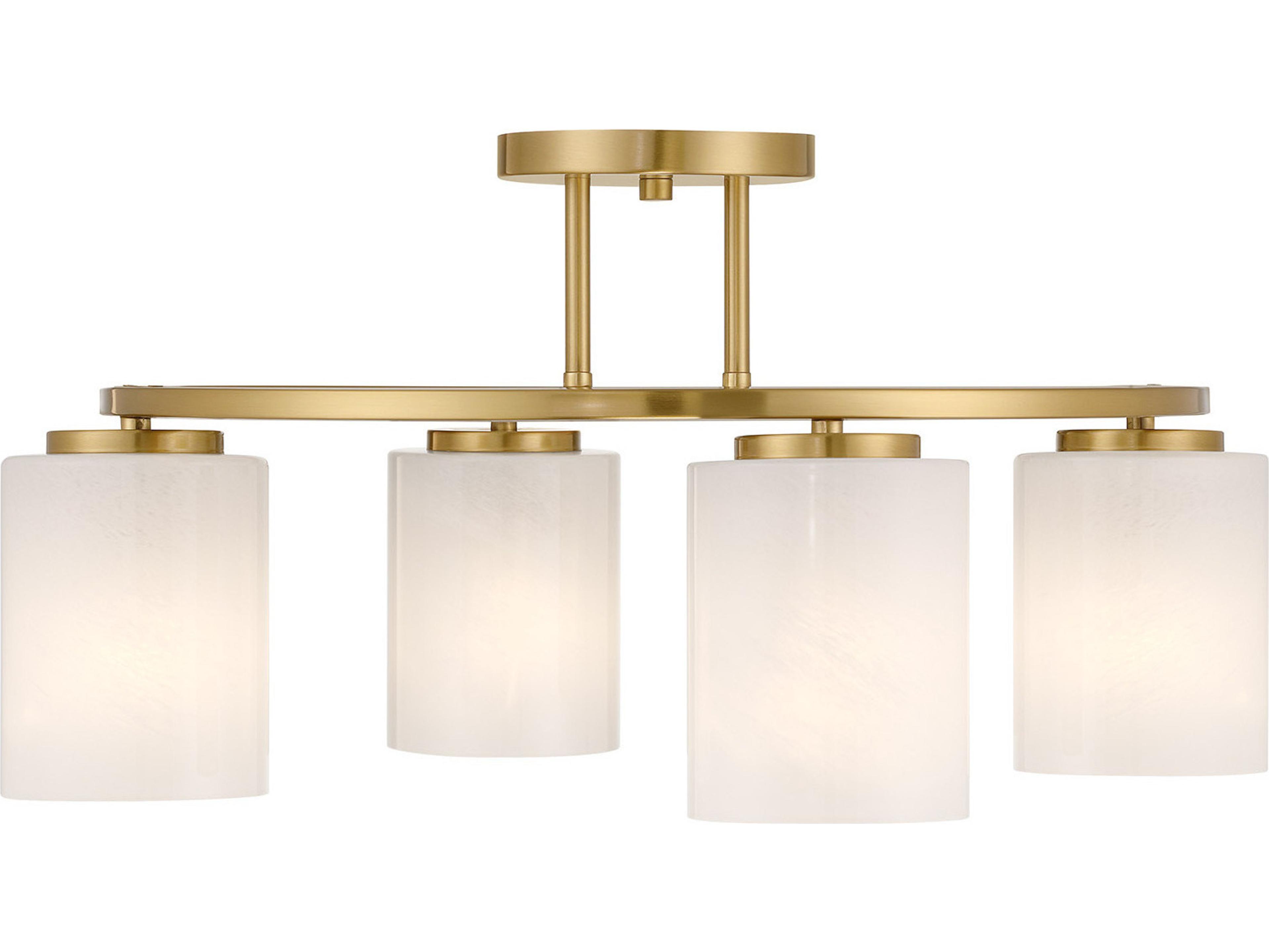 Herron 4-Light Warm Brass Cylinder Semi Flush Mount