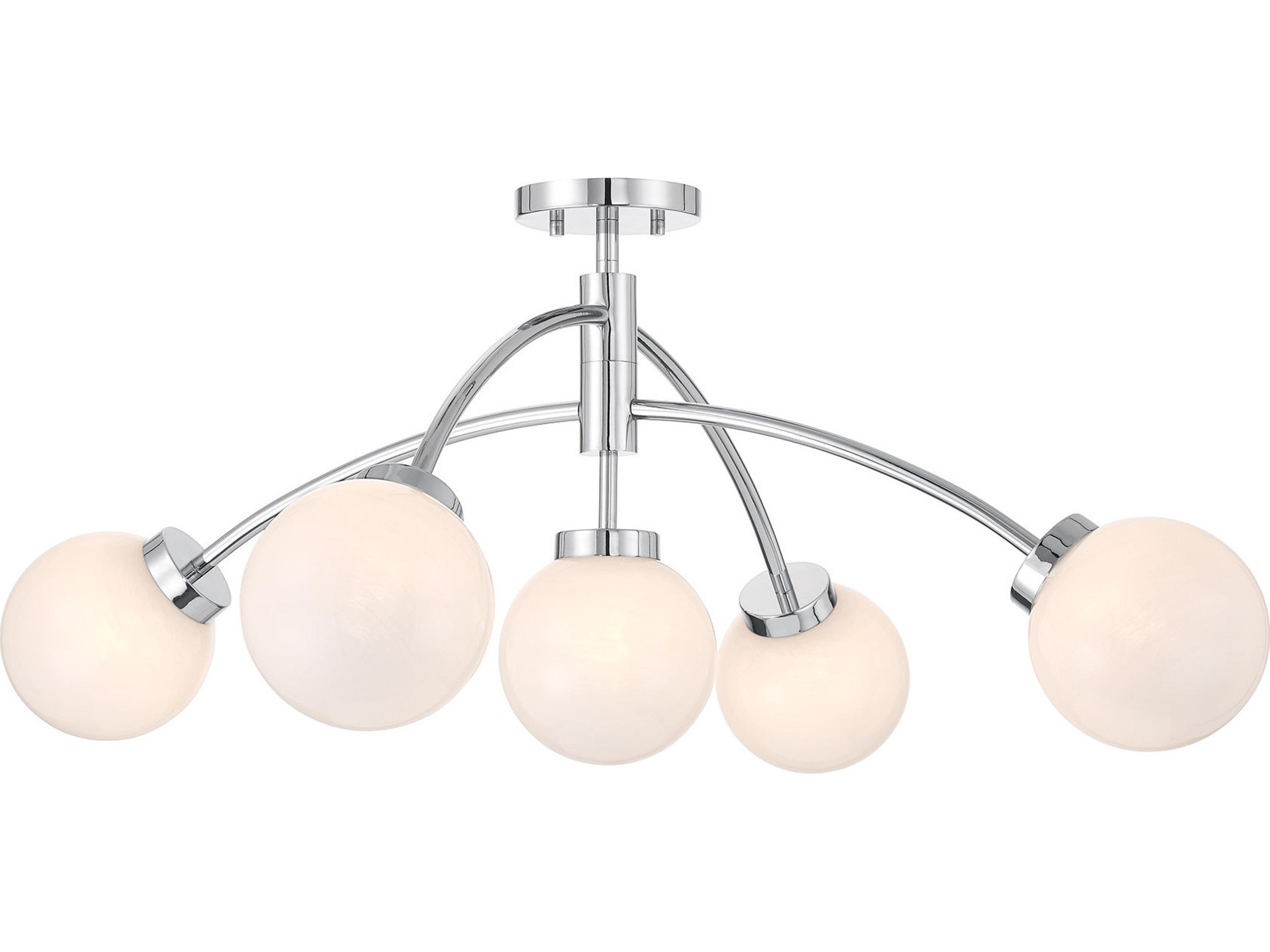 Redfield 5-Light Chrome Globe Semi Flush Mount