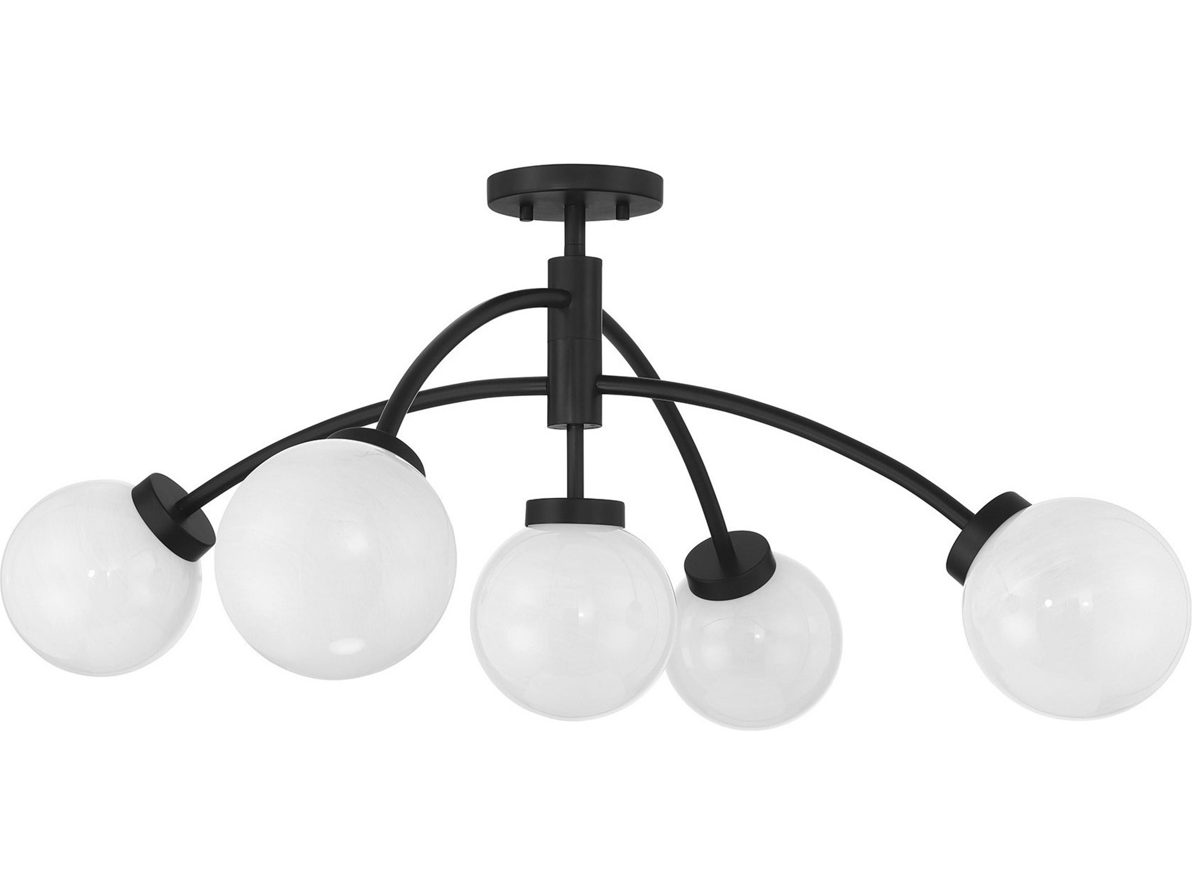 Savoy House Redfield 5-Light Matte Black Globe Semi Flush Mount