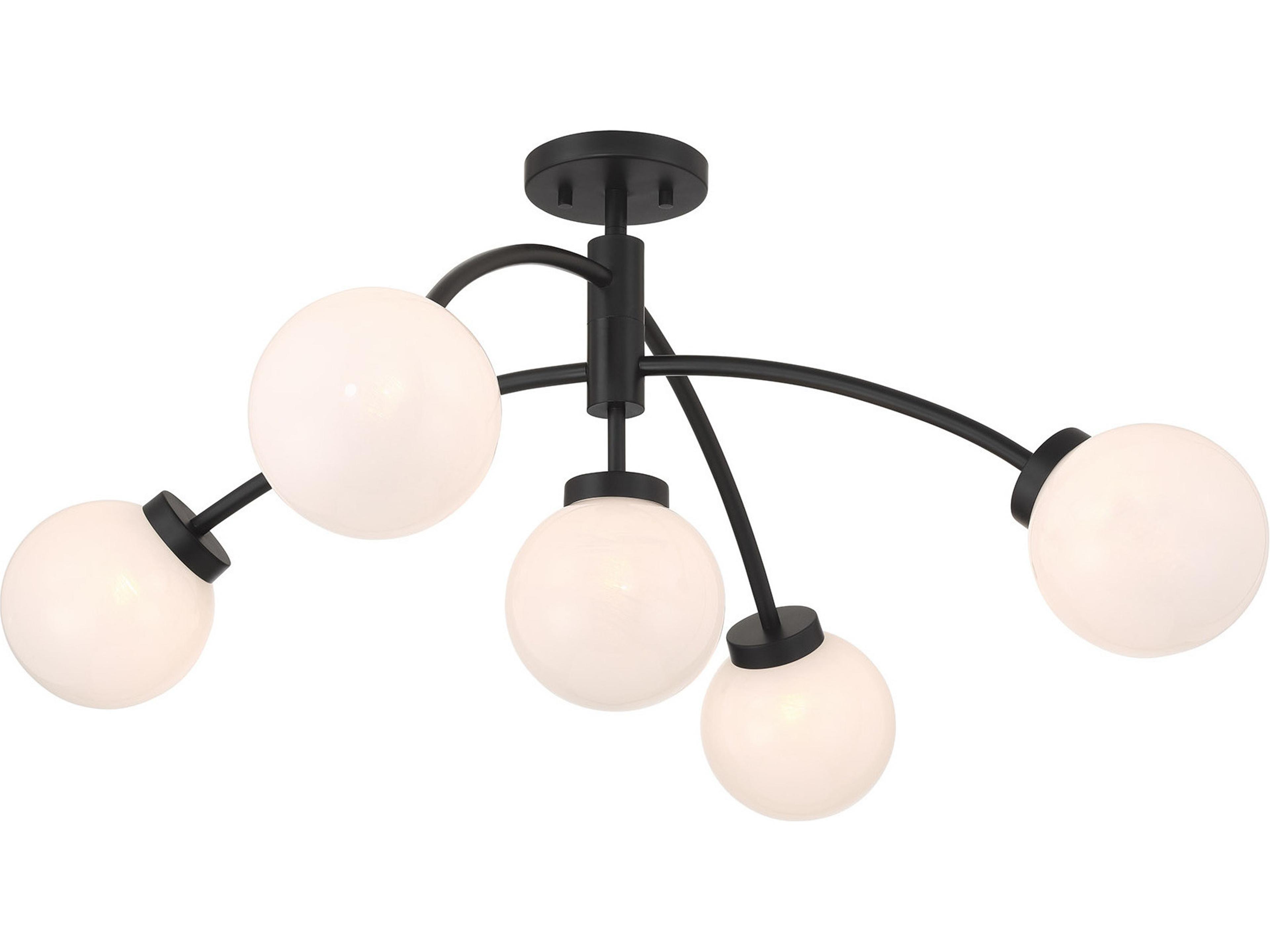 Savoy House Redfield 5-Light Matte Black Globe Semi Flush Mount