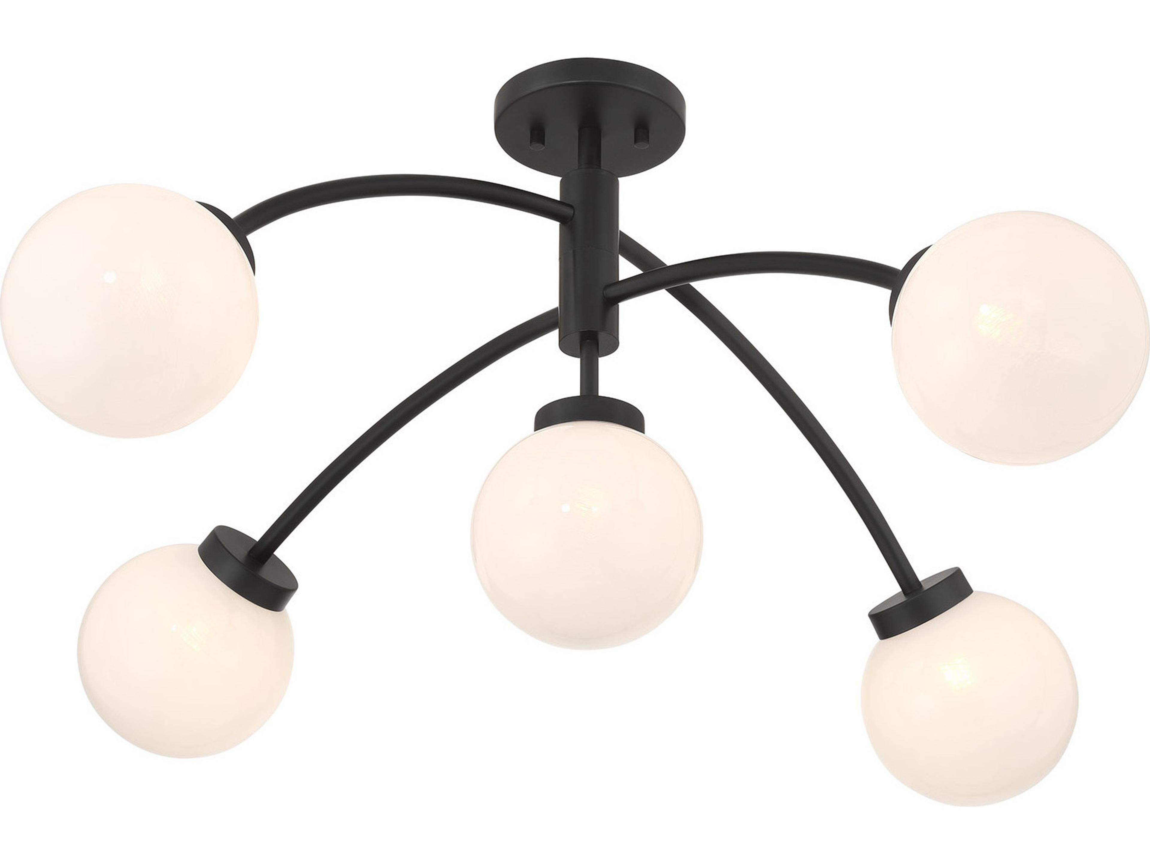 Savoy House Redfield 5-Light Matte Black Globe Semi Flush Mount