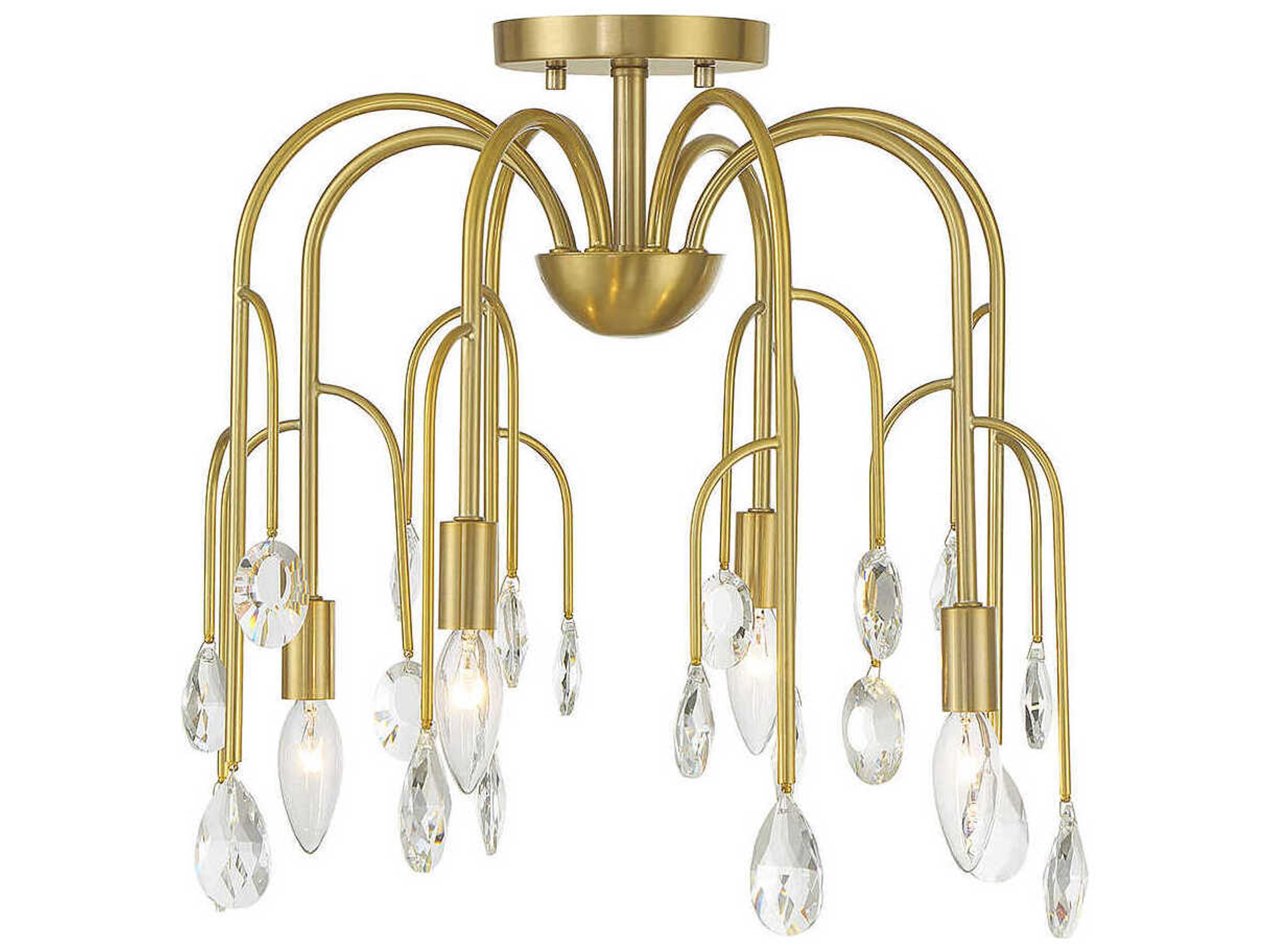 Anholt 4-Light Noble Brass Crystal Semi Flush Mount