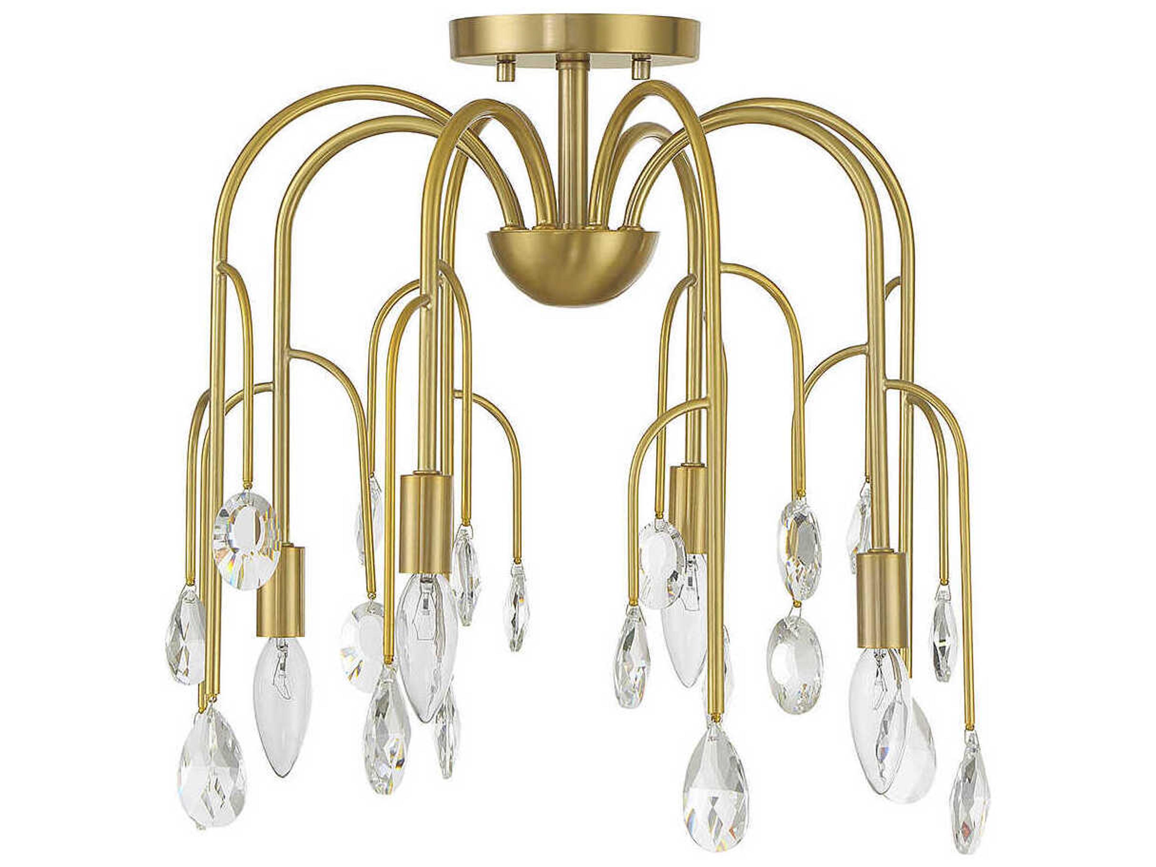 Savoy House Anholt 4-Light Noble Brass Crystal Semi Flush Mount