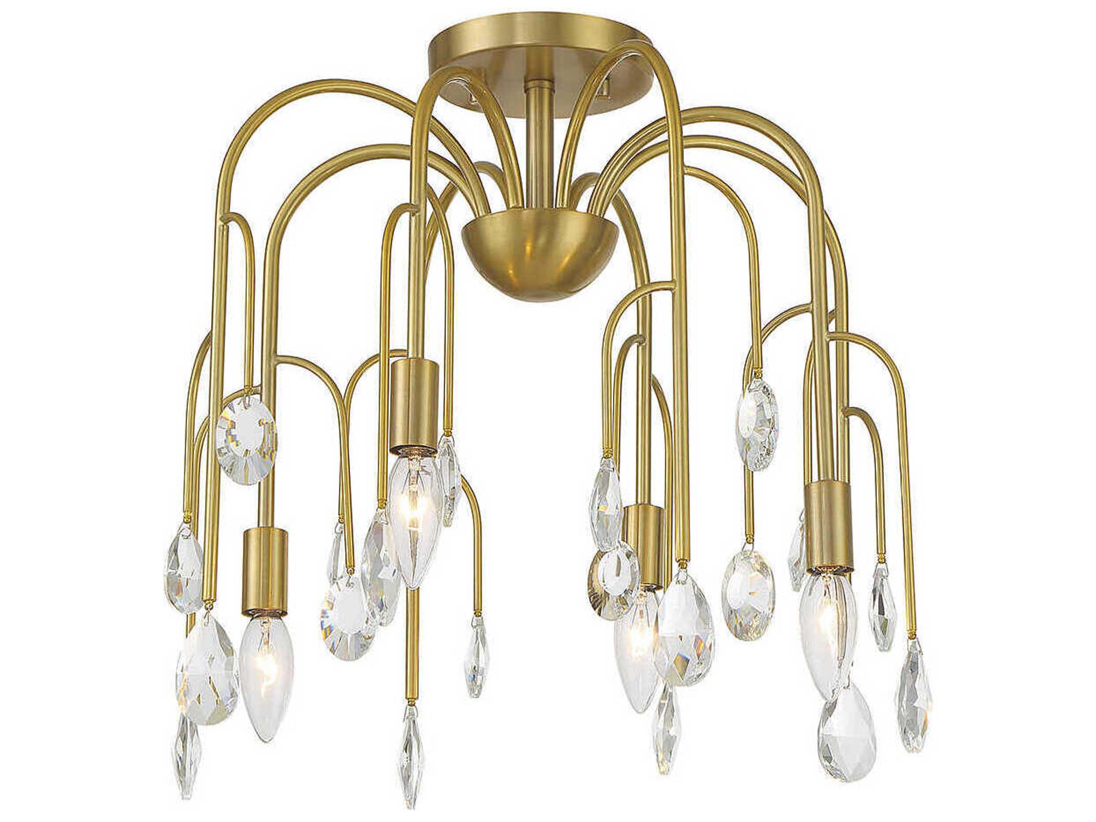 Savoy House Anholt 4-Light Noble Brass Crystal Semi Flush Mount