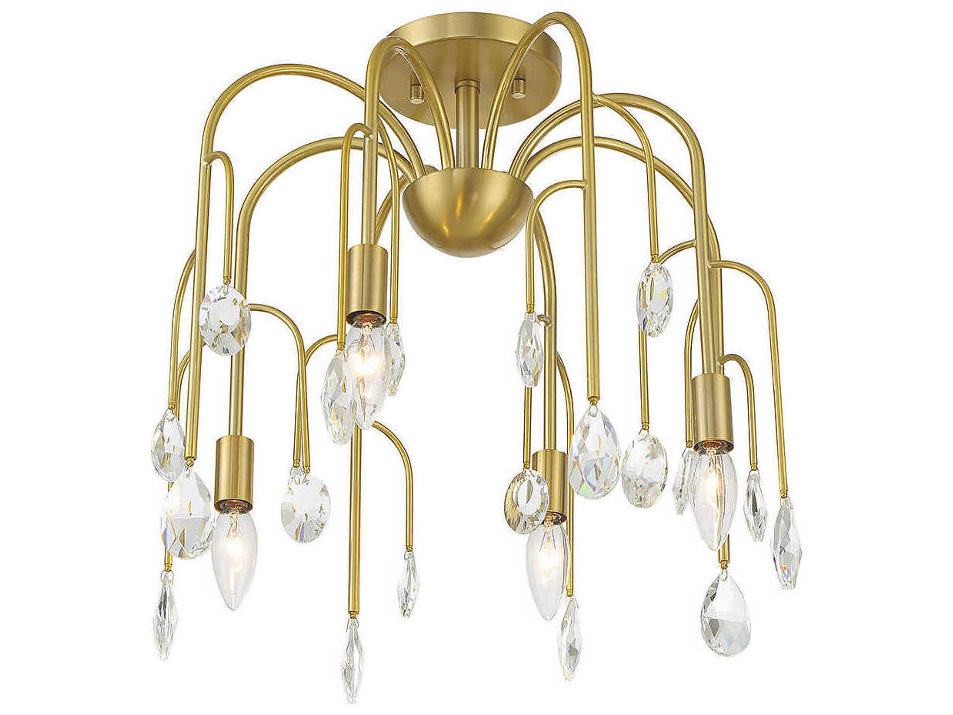 Savoy House Anholt 4-Light Noble Brass Crystal Semi Flush Mount