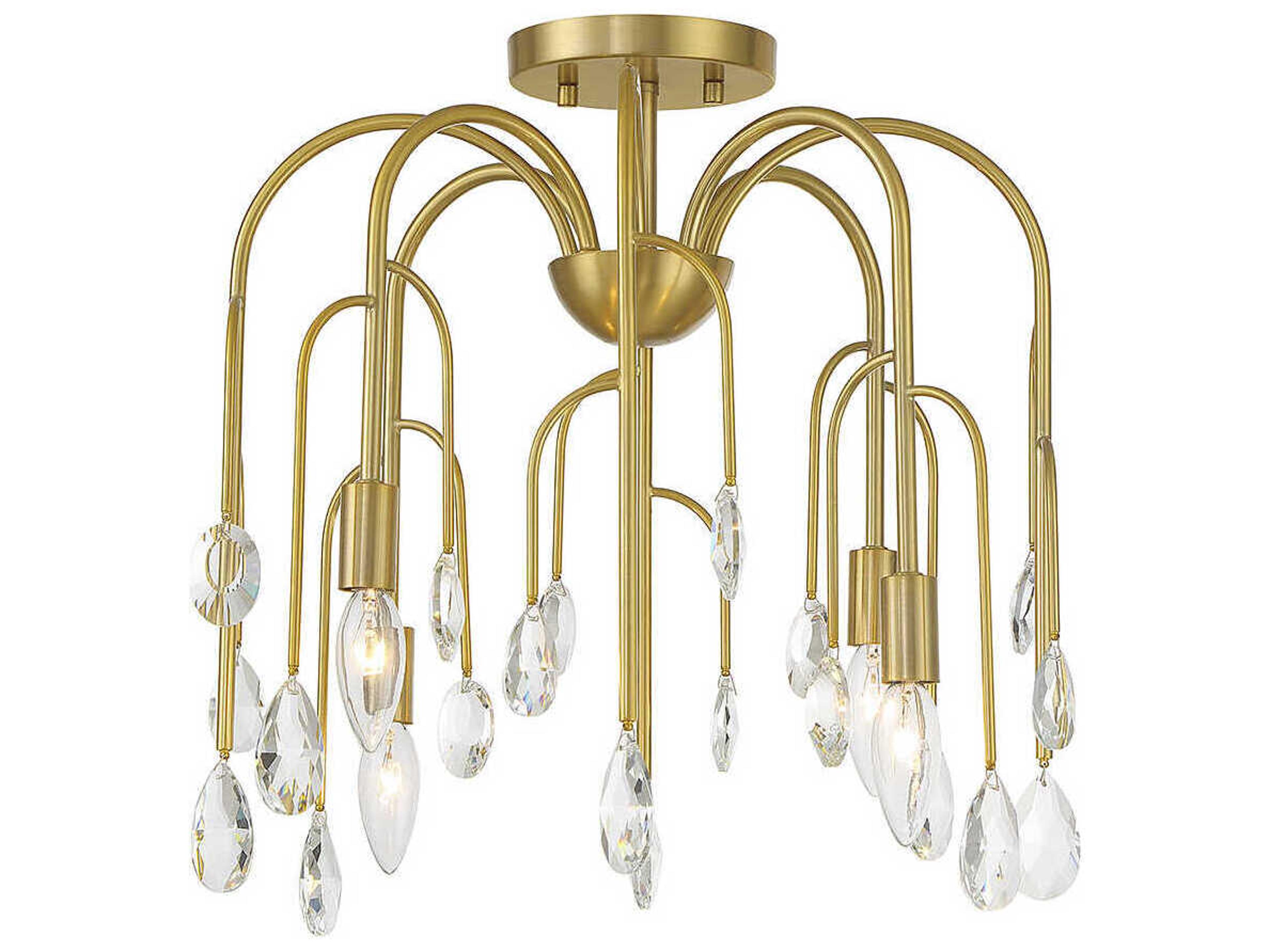 Savoy House Anholt 4-Light Noble Brass Crystal Semi Flush Mount