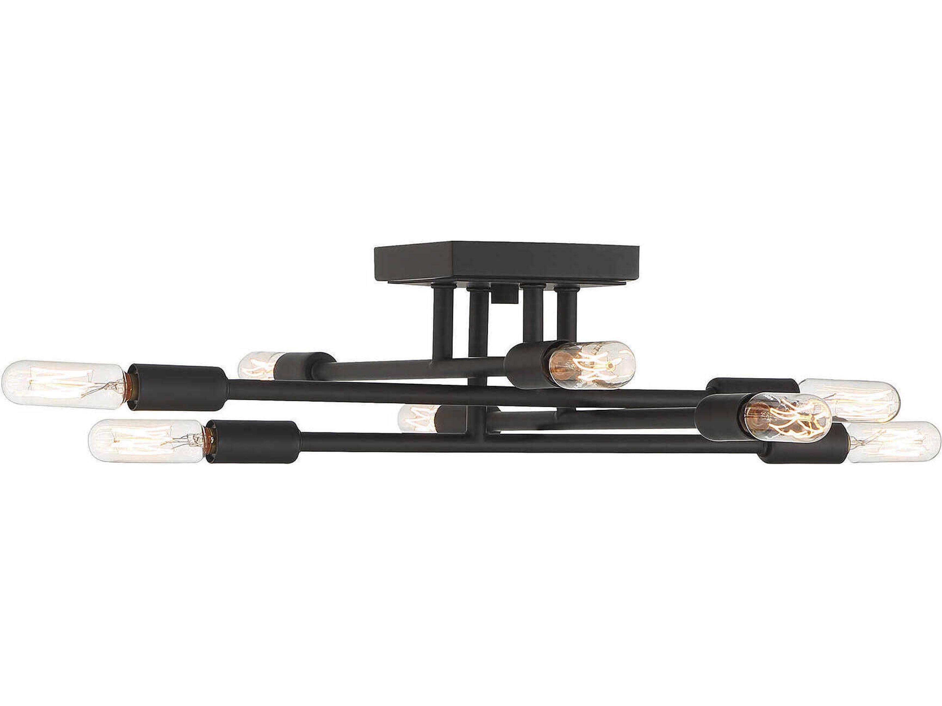 Lyrique 8-Light Matte Black Linear Sputnik Semi Flush Mount
