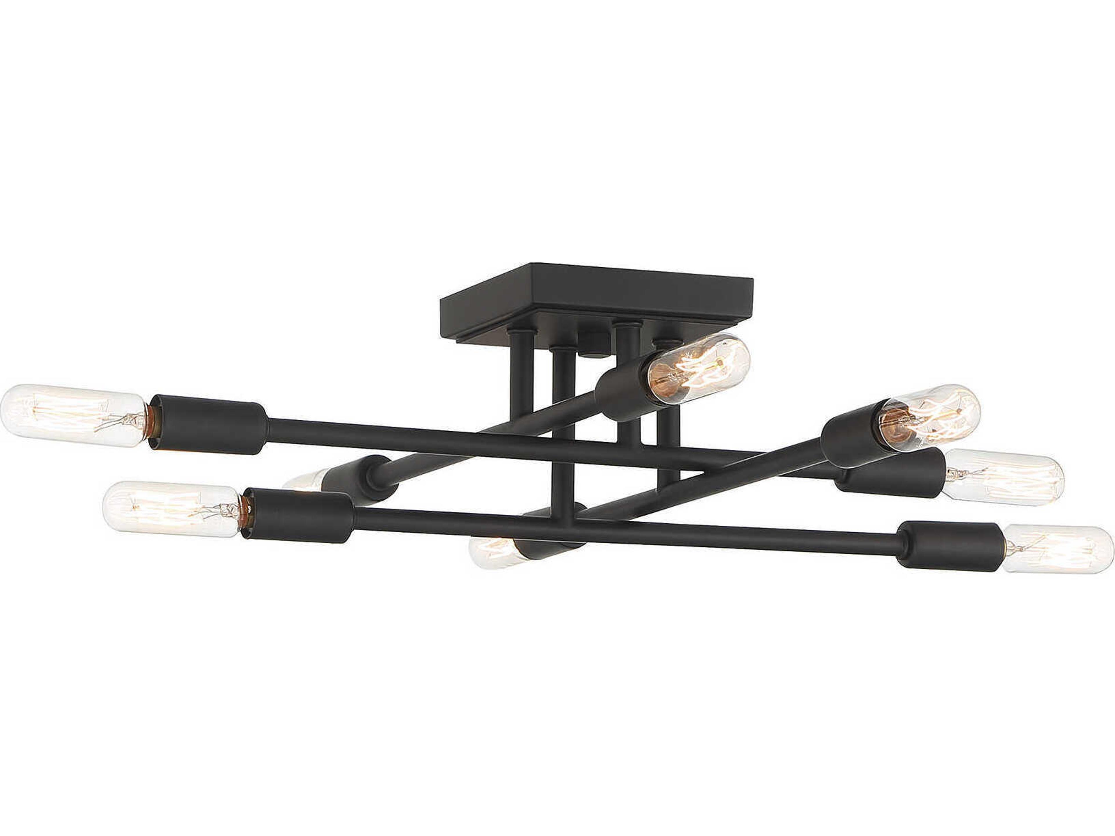 Savoy House Lyrique 8-Light Matte Black Linear Sputnik Semi Flush Mount