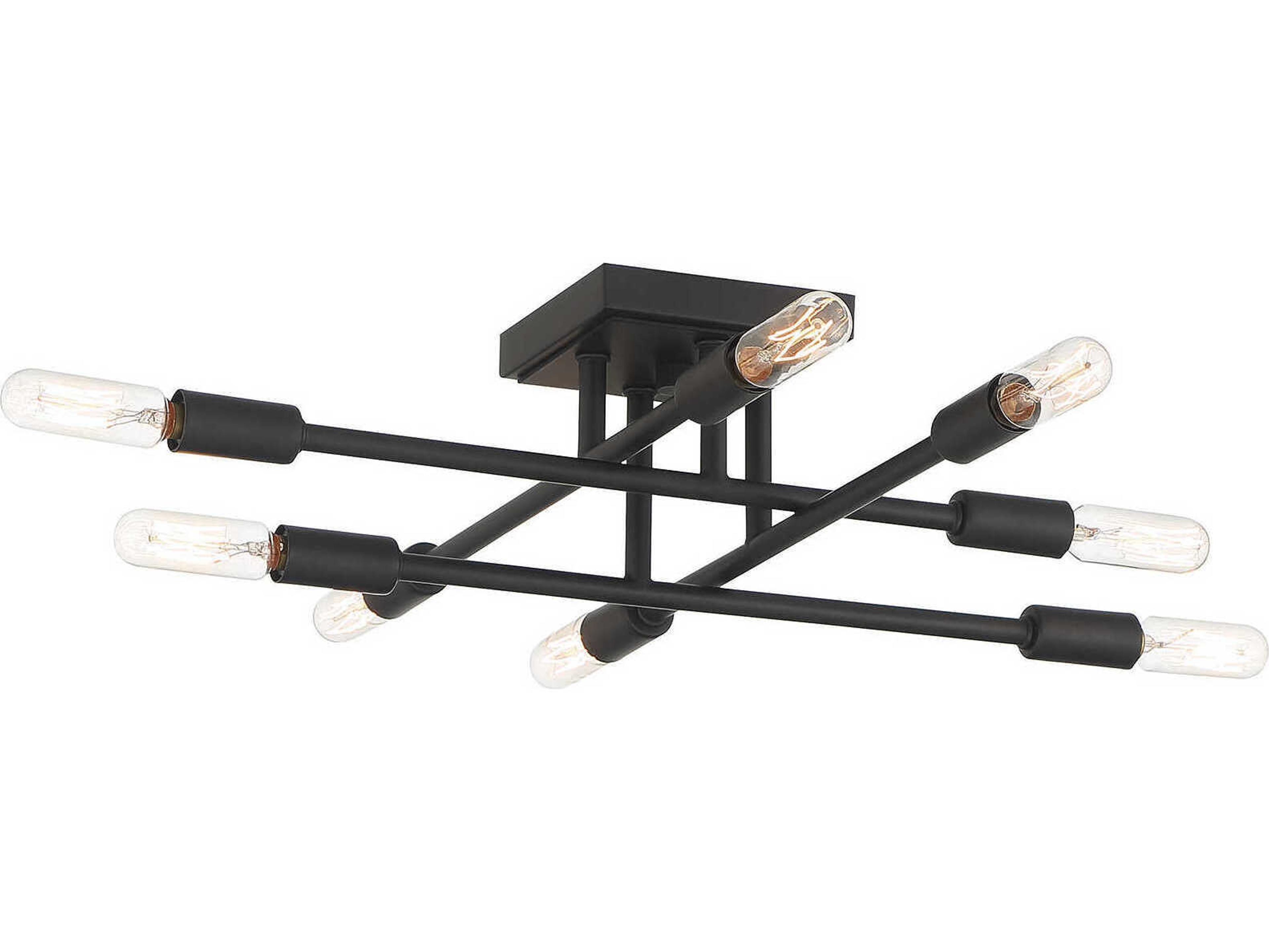 Savoy House Lyrique 8-Light Matte Black Linear Sputnik Semi Flush Mount