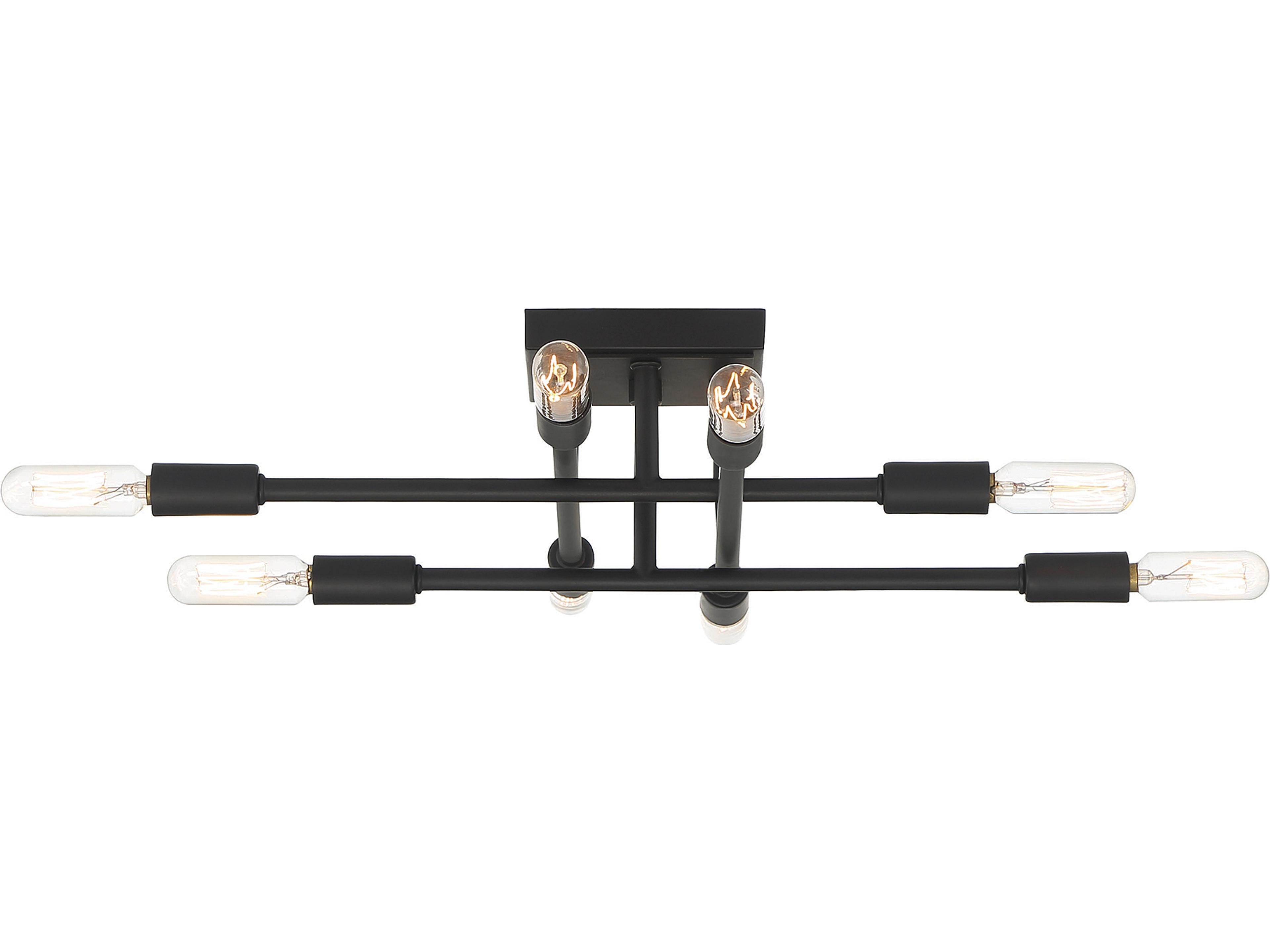 Savoy House Lyrique 8-Light Matte Black Linear Sputnik Semi Flush Mount