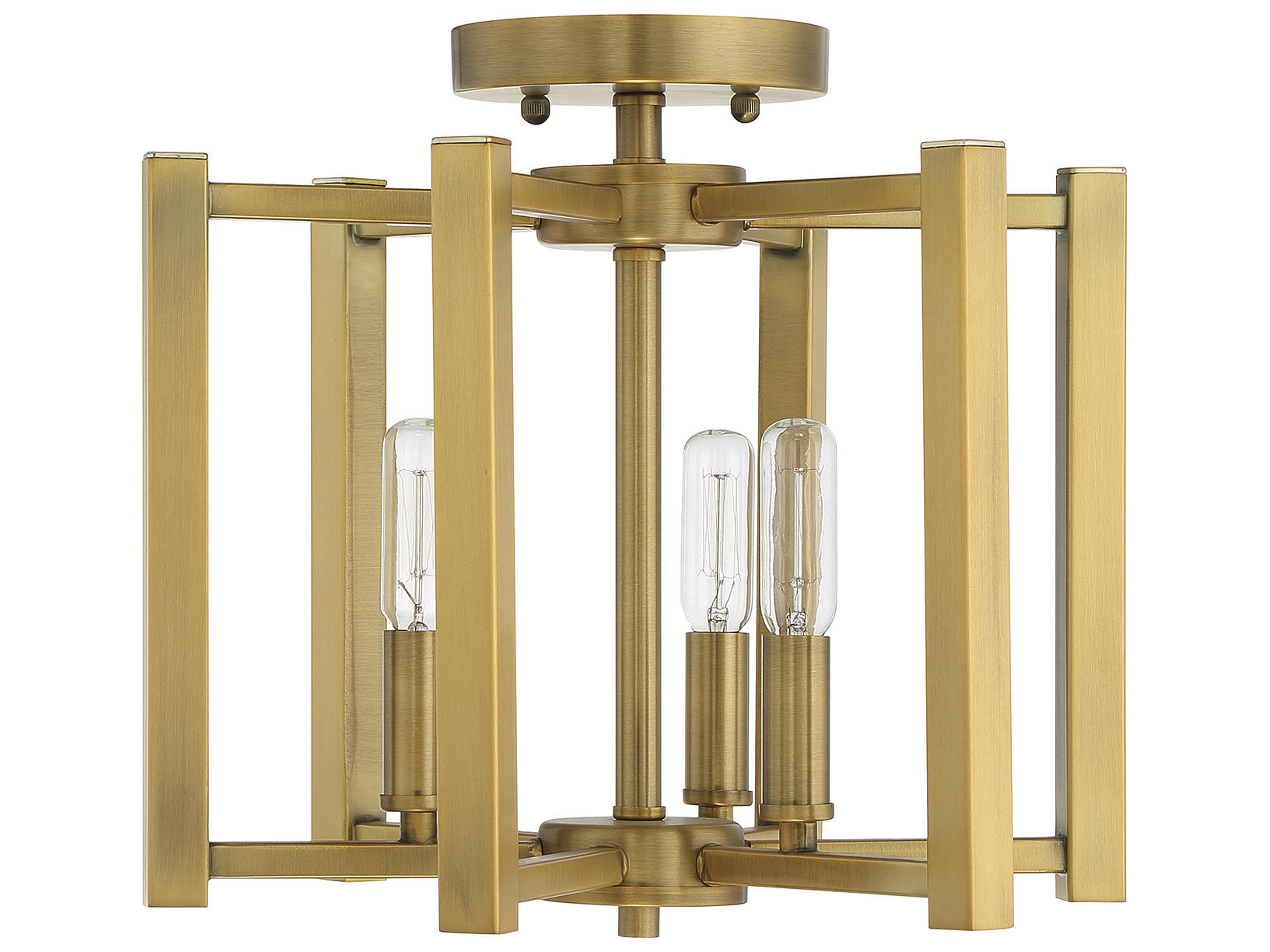 Savoy House Benson 3-Light Warm Brass Semi Flush Mount