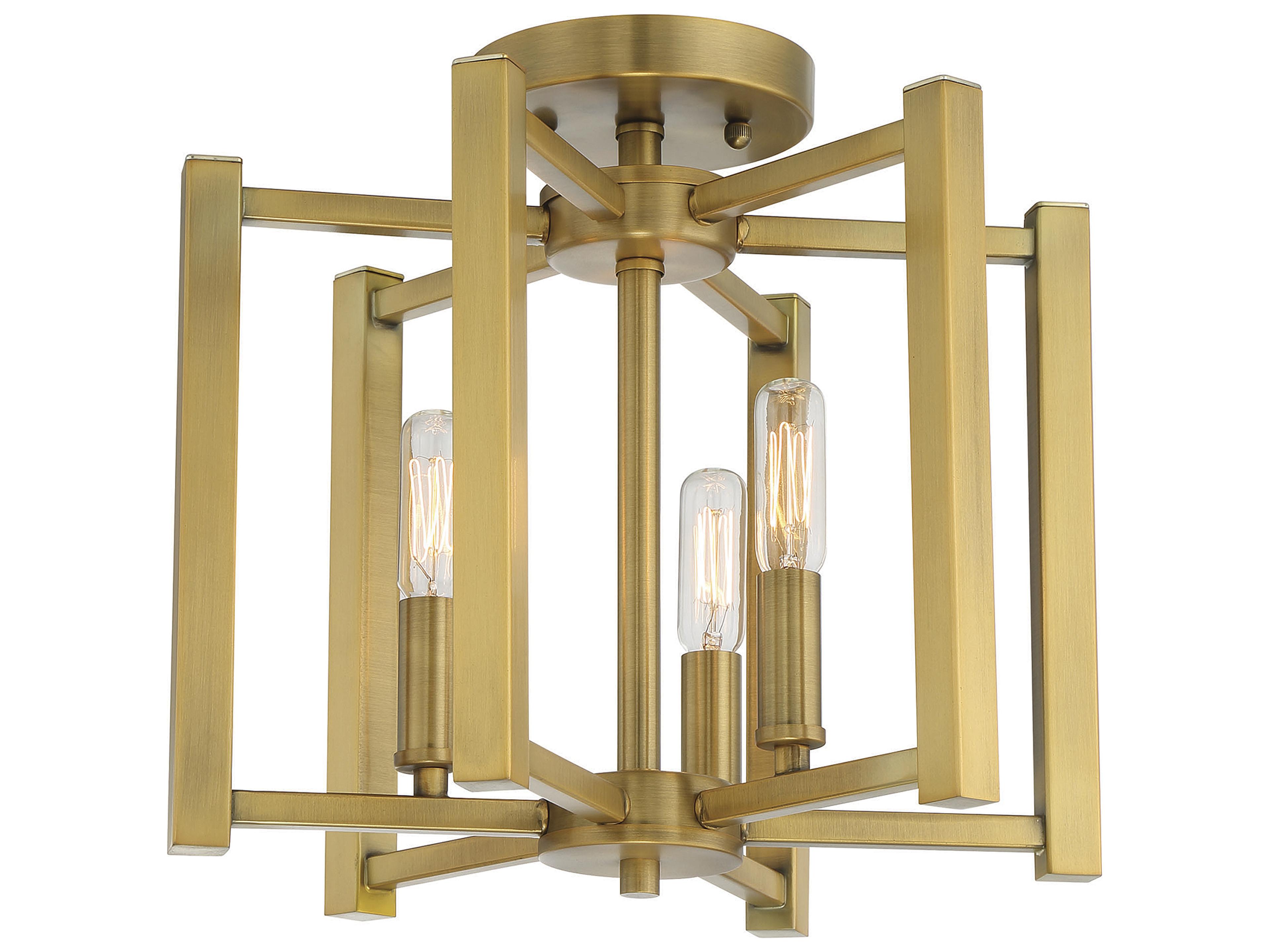 Savoy House Benson 3-Light Warm Brass Semi Flush Mount