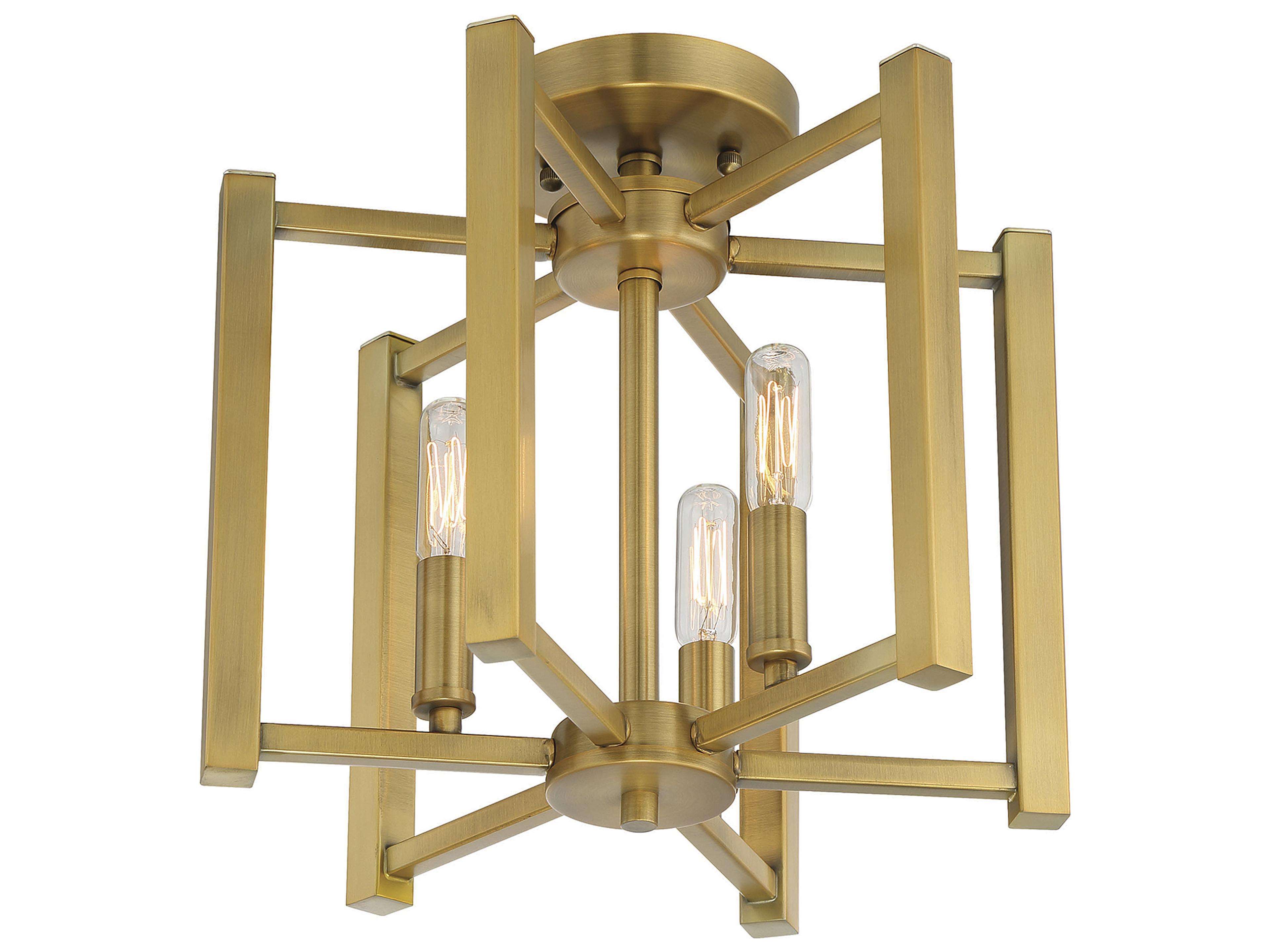 Savoy House Benson 3-Light Warm Brass Semi Flush Mount