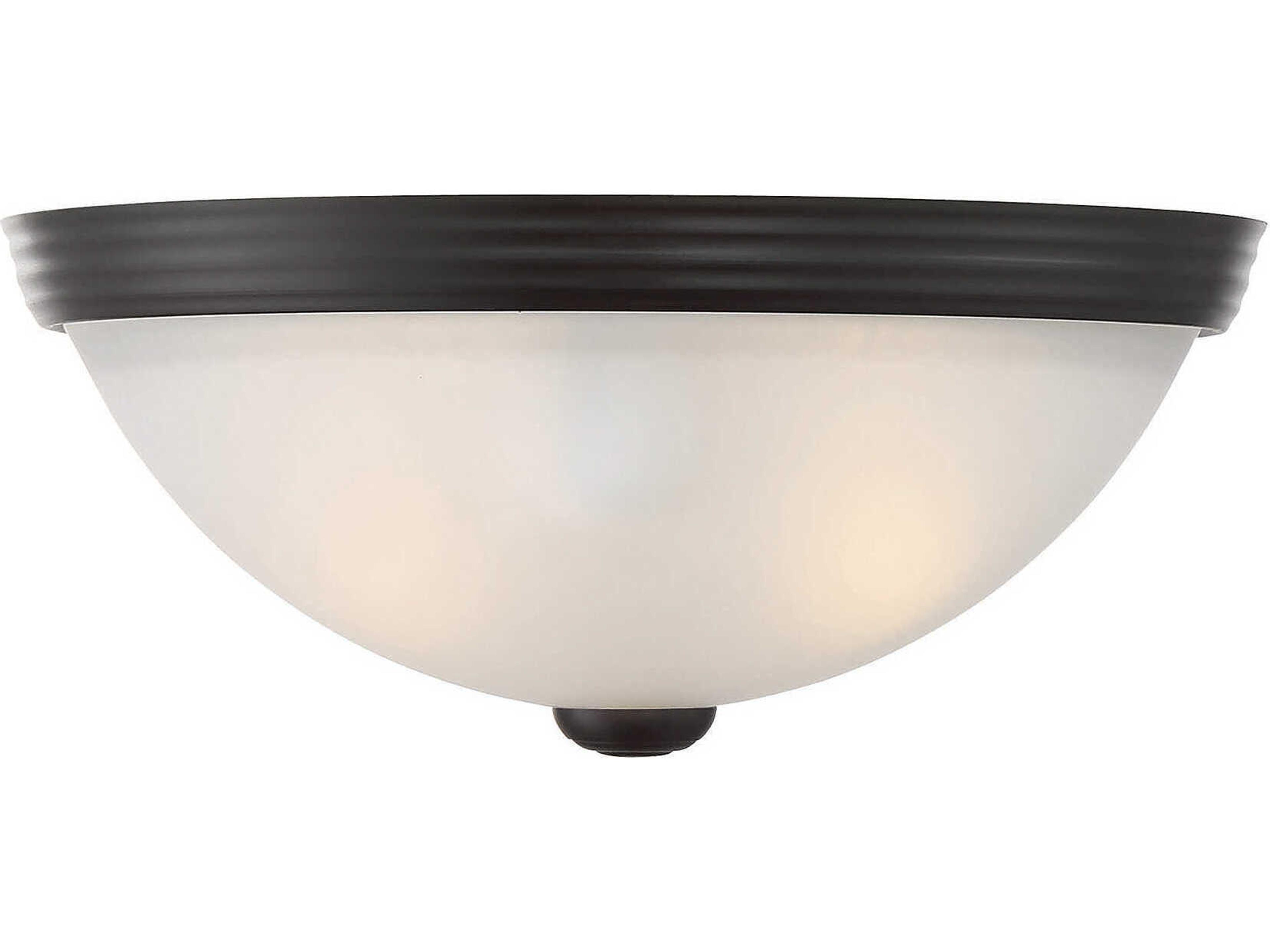 2-Light English Bronze Glass Bowl Flush Mount