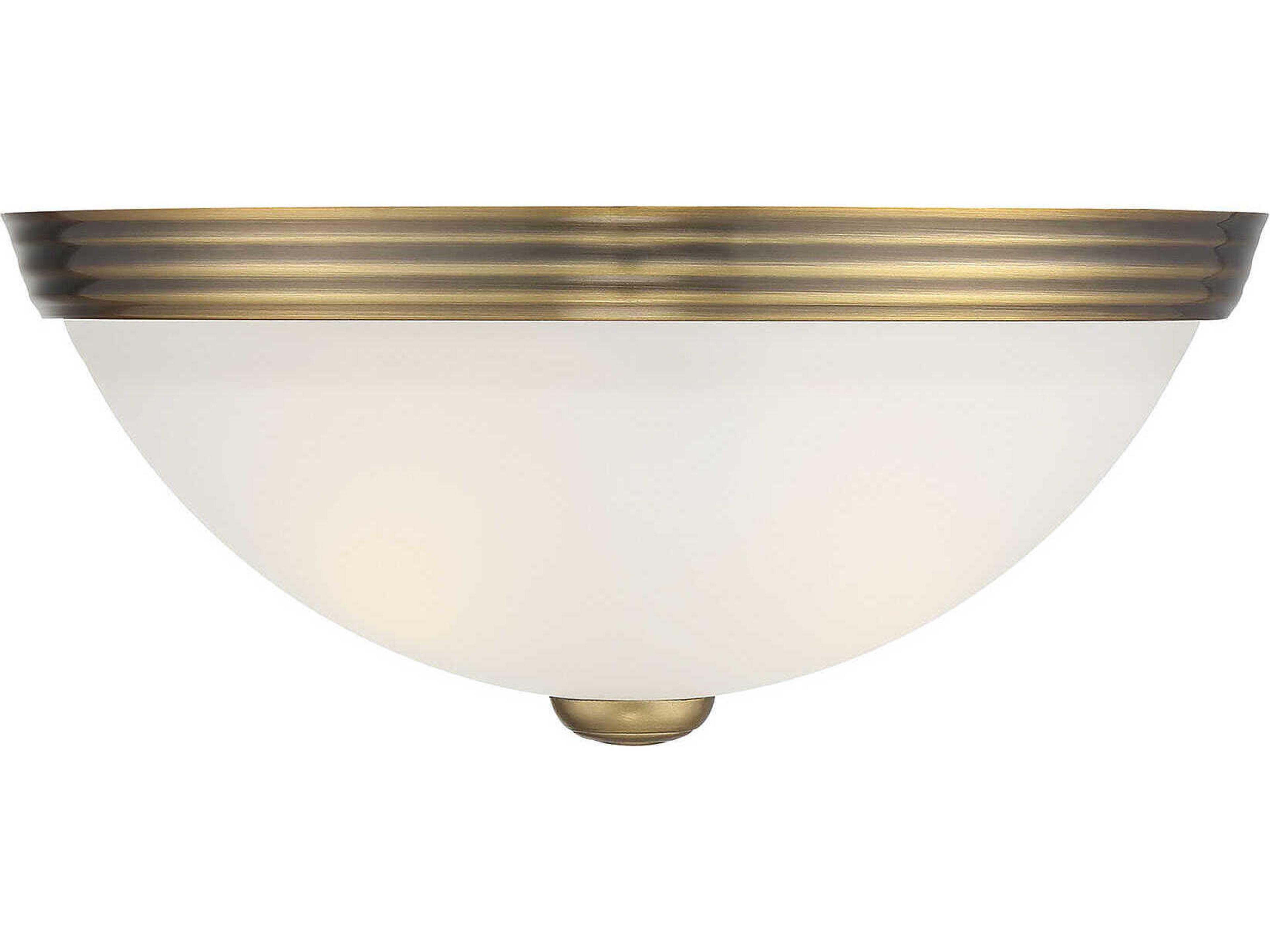 Savoy House 2-Light Warm Brass Glass Bowl Flush Mount
