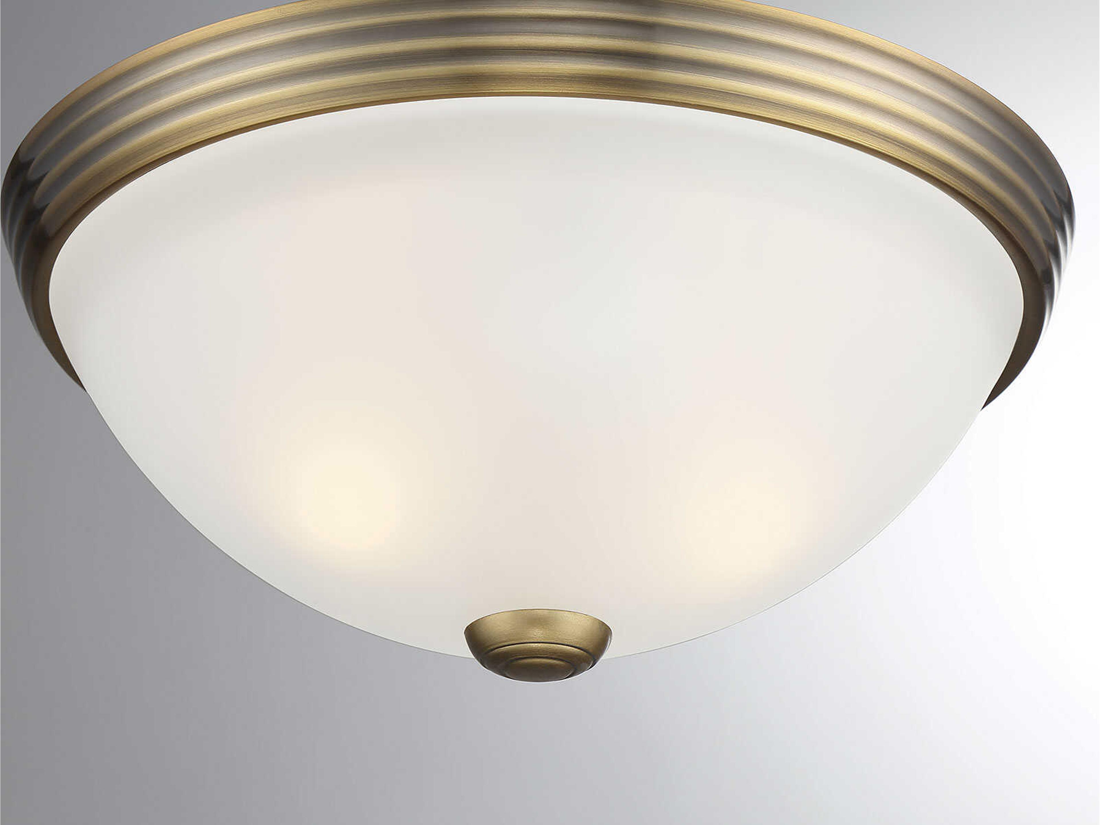 Savoy House 2-Light Warm Brass Glass Bowl Flush Mount