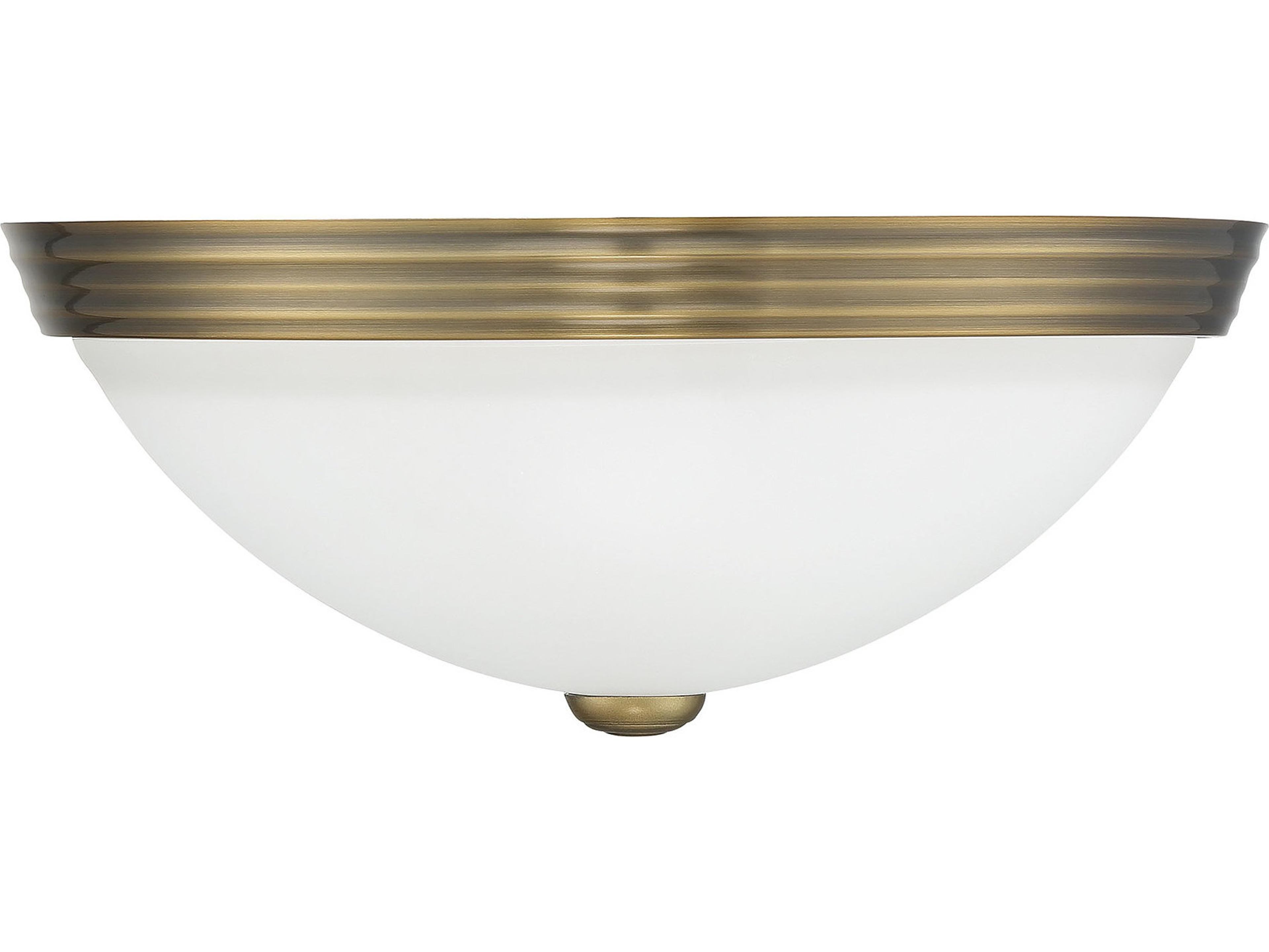 Savoy House 2-Light Warm Brass White Glass Bowl Flush Mount
