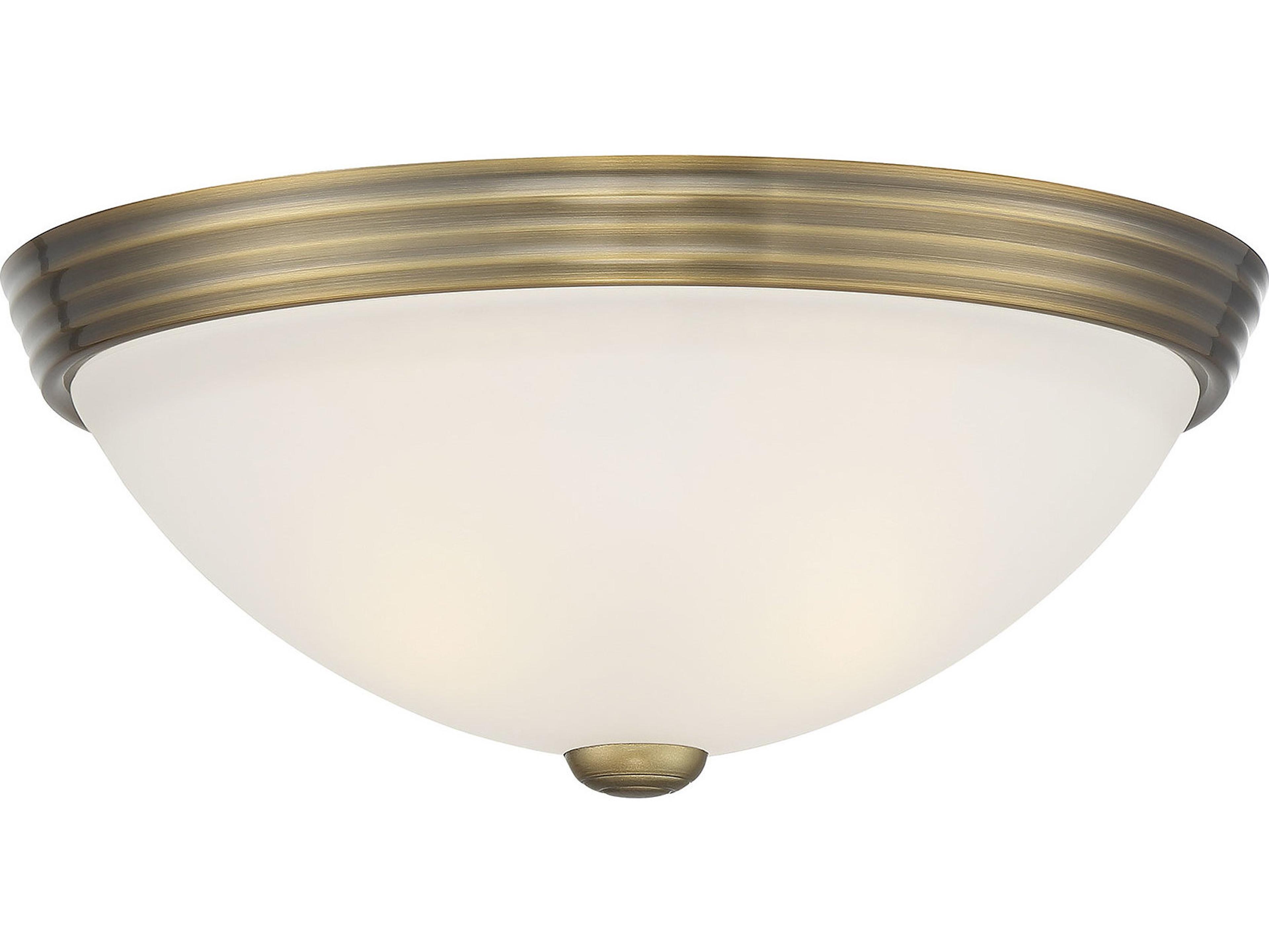Savoy House 2-Light Warm Brass White Glass Bowl Flush Mount